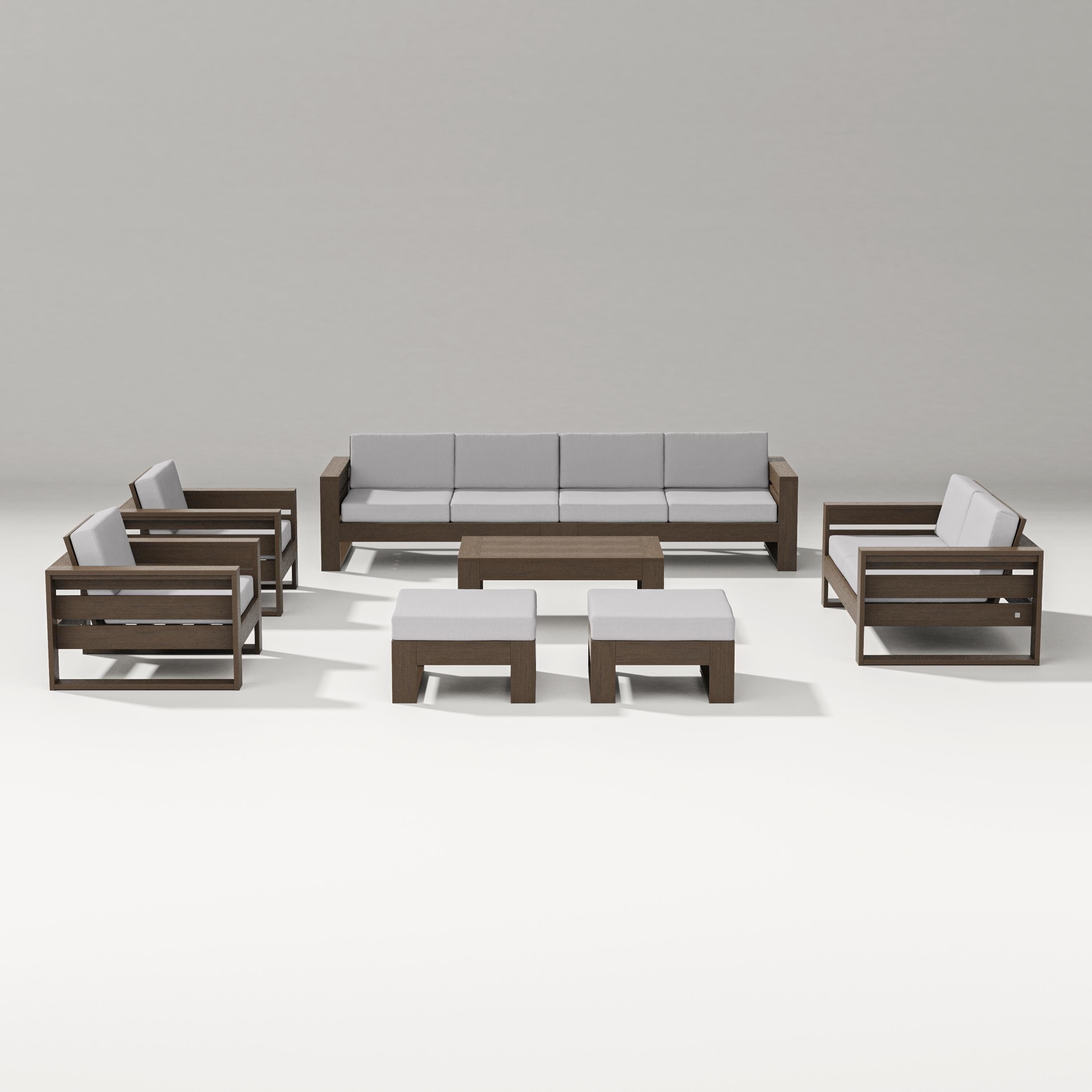 PW Designer Series Latitude 8-Piece Lounge Sofa Set in Kona / Granite