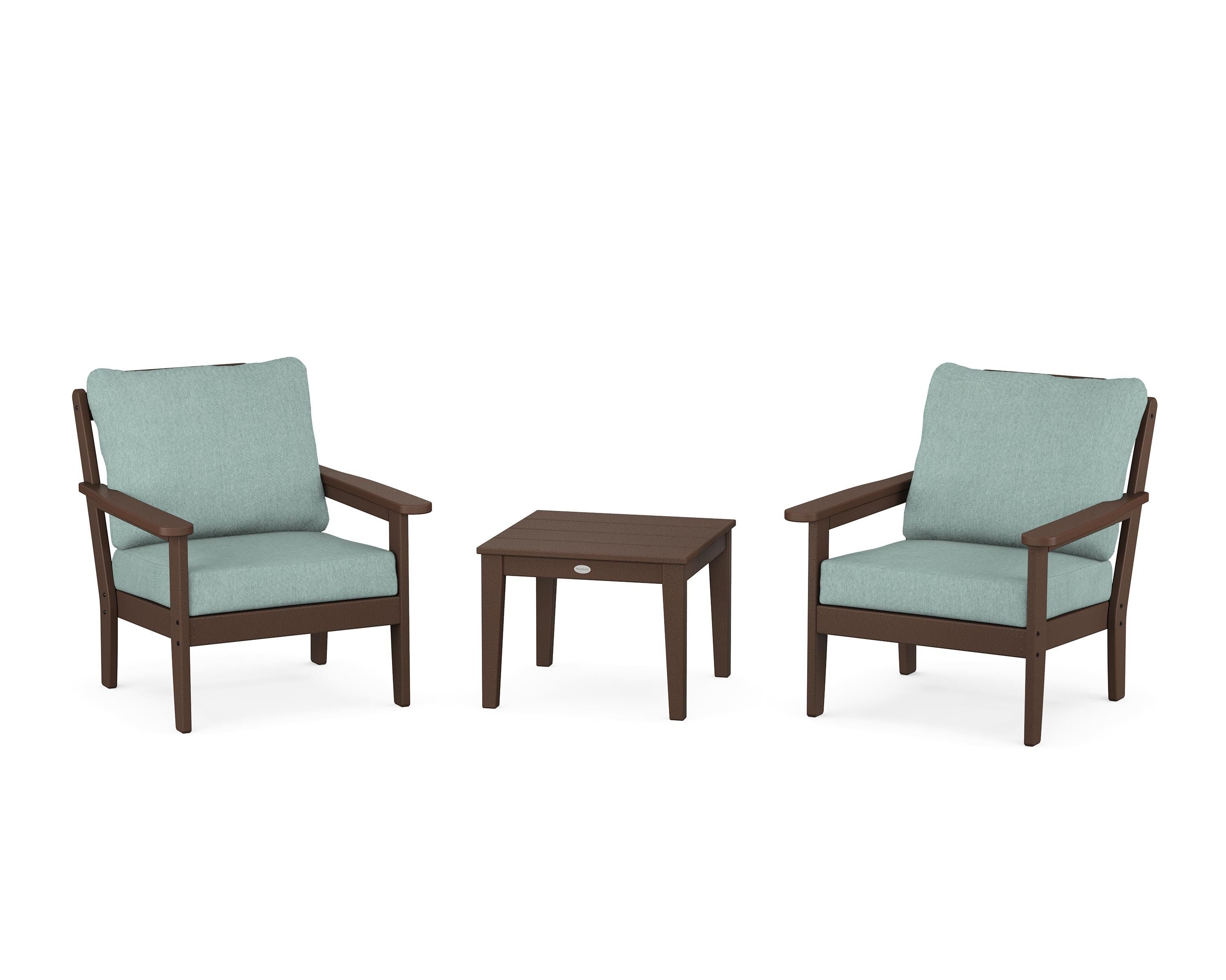 Country Living Cottage 3-Piece Deep Seating Set in Mahogany / Glacier Spa