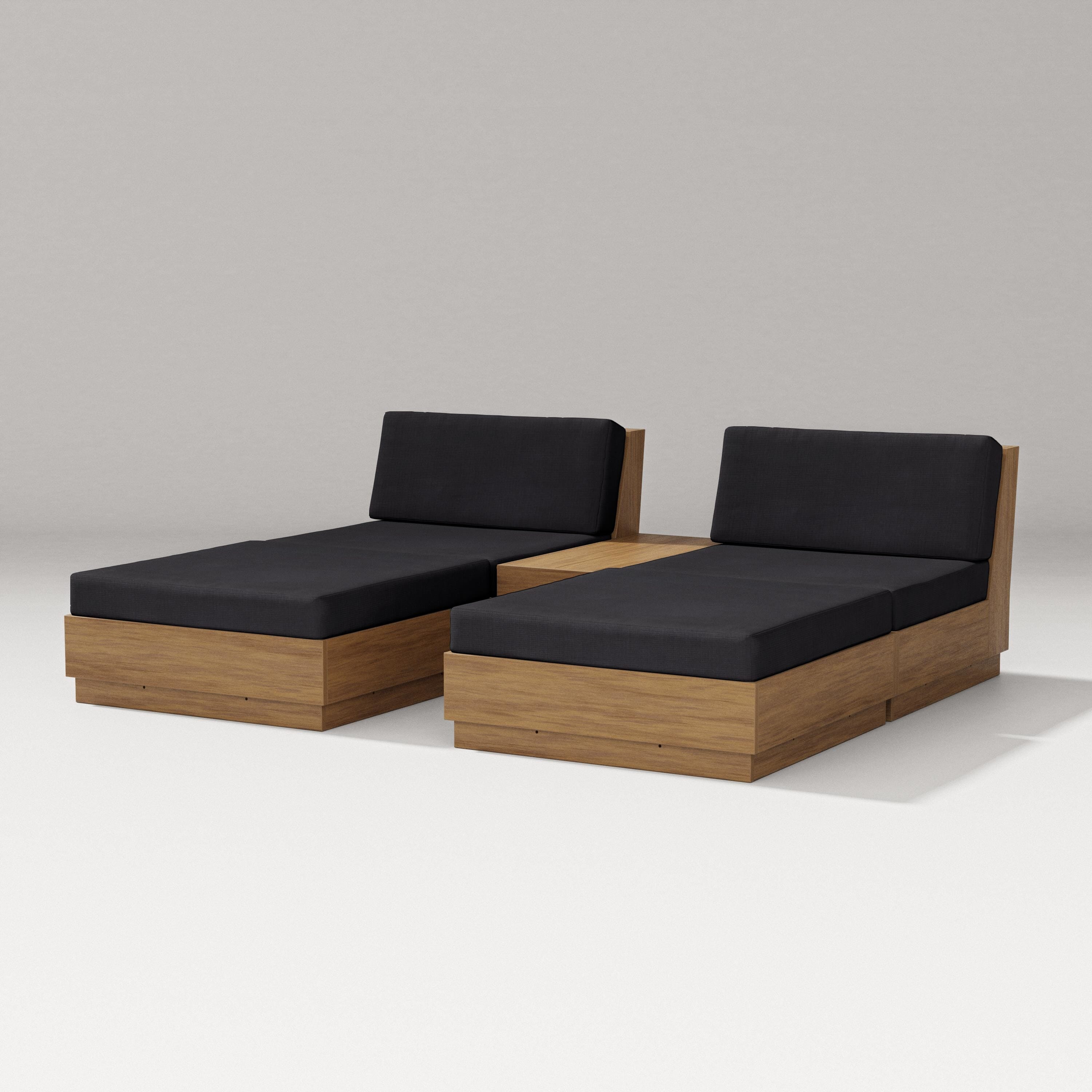PW Designer Series Elevate Double Chaise Set in Natural / Midnight Linen
