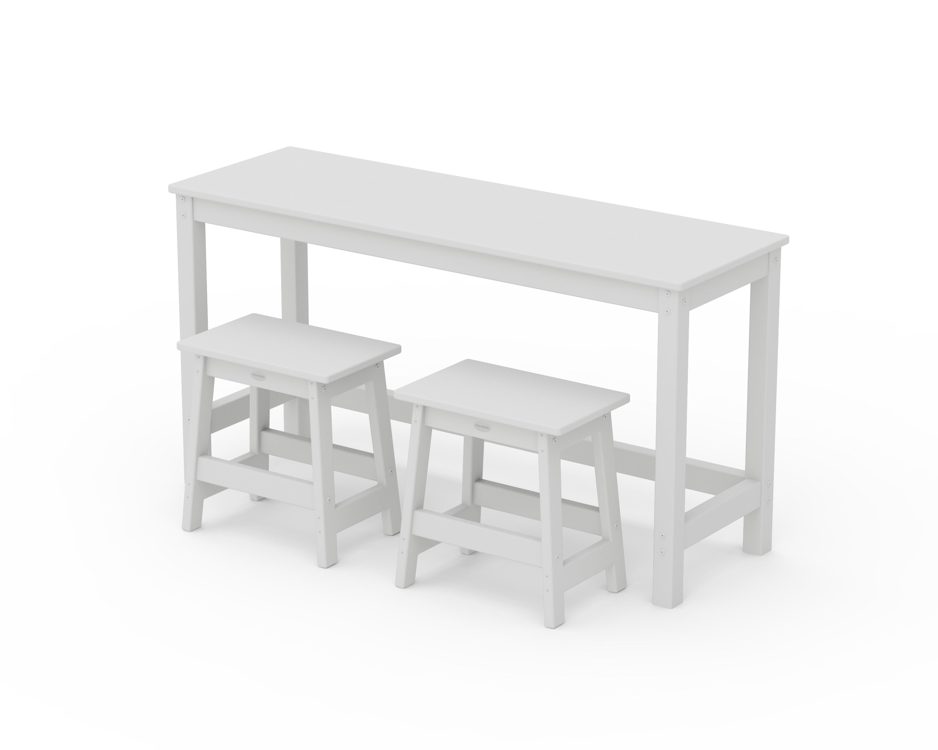 POLYWOOD Modern Studio Stool 3-Piece Balcony Set in White