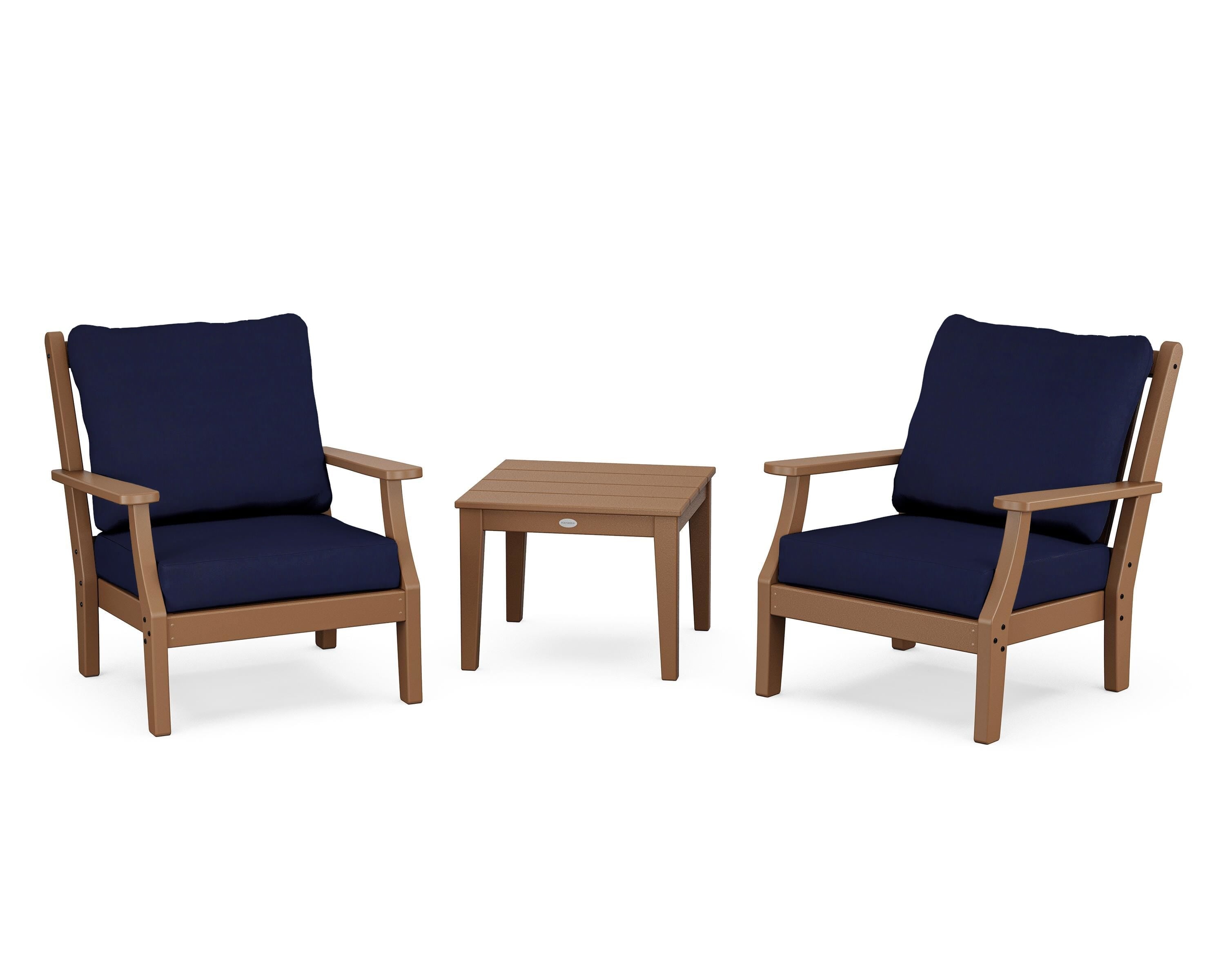 Country Living Wovendale 3-Piece Deep Seating Set in Teak / Navy