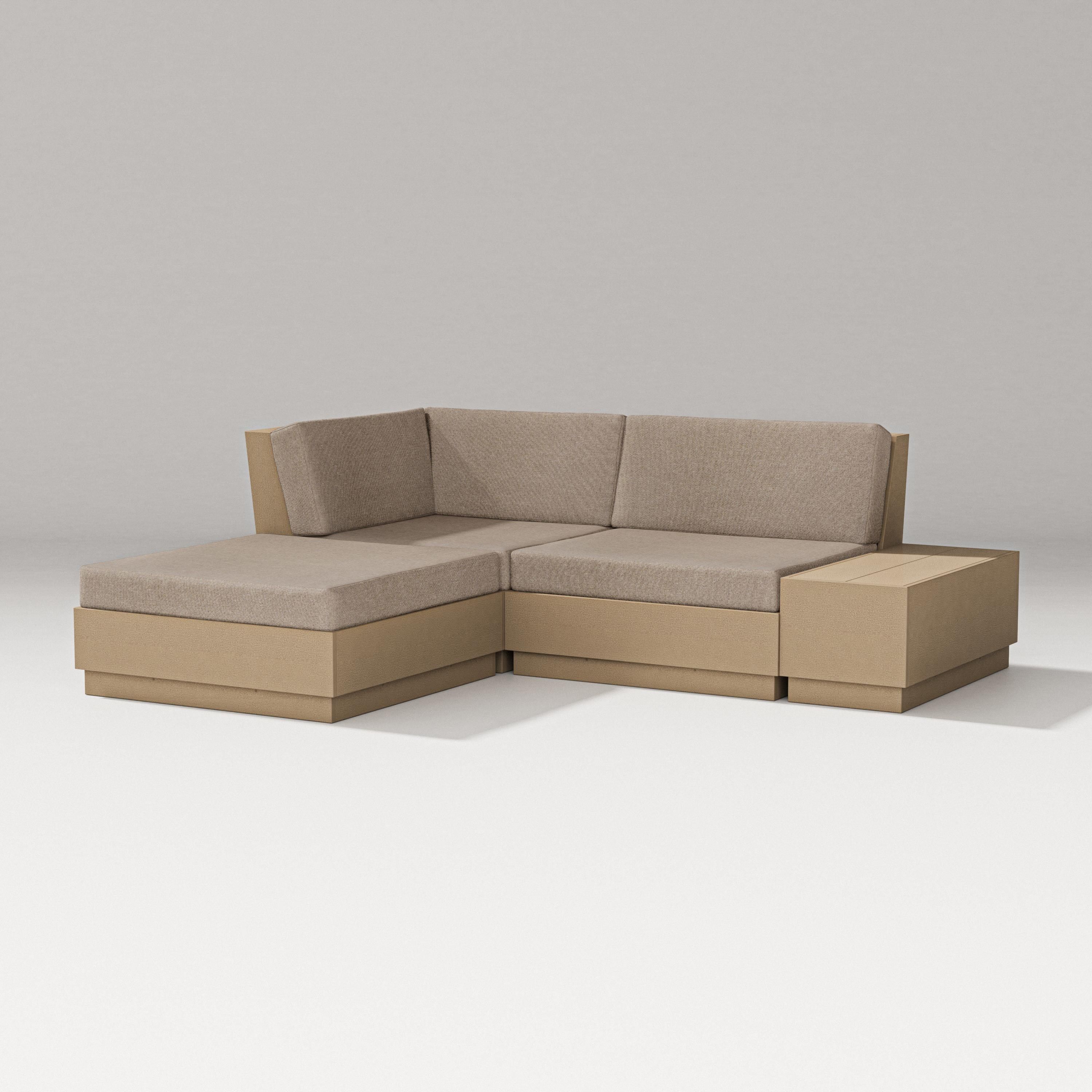 PW Designer Series Elevate Loveseat Sectional with Chaise in Vintage Sahara / Spiced Burlap