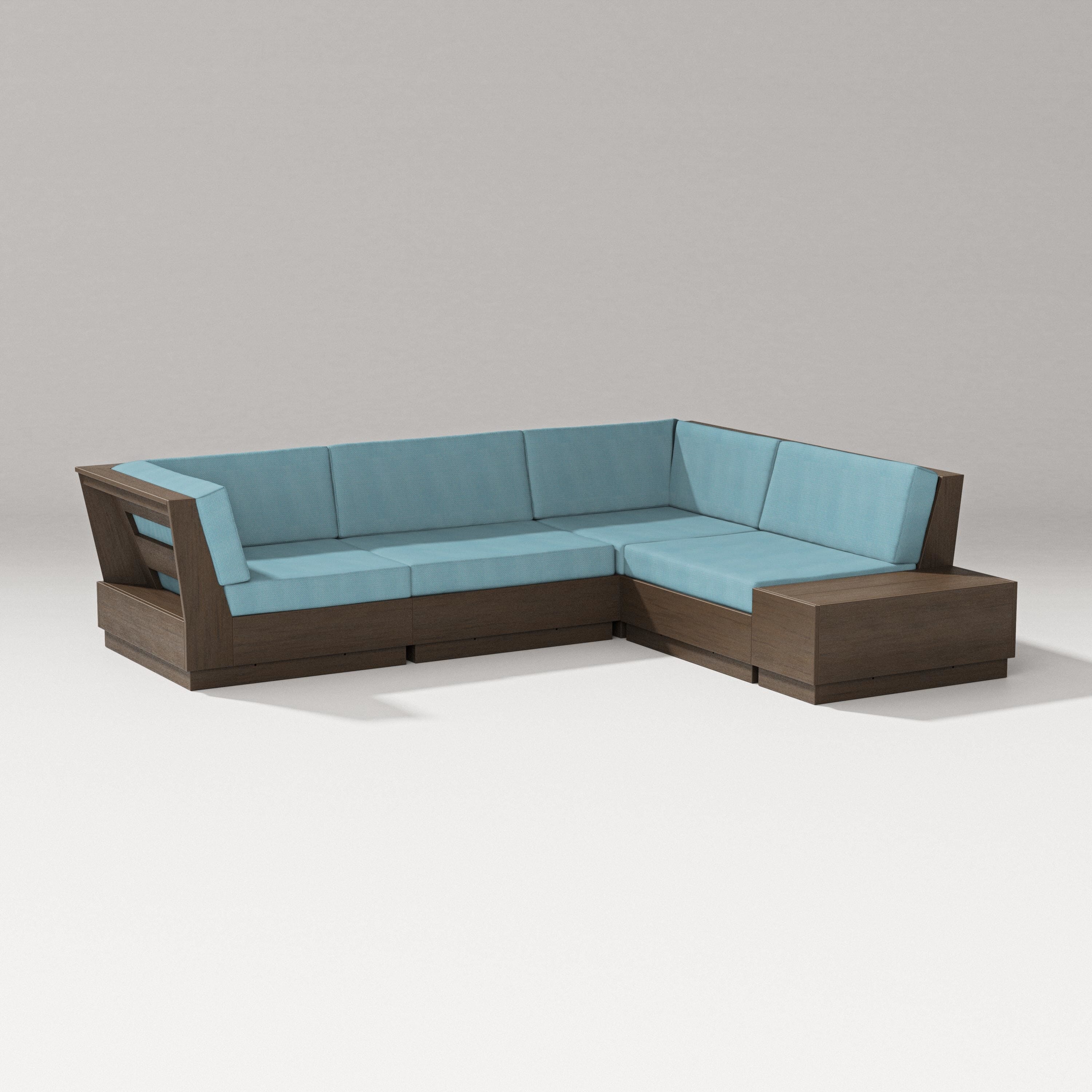 PW Designer Series Elevate Corner Sectional in Kona / Lattice Sky Blue