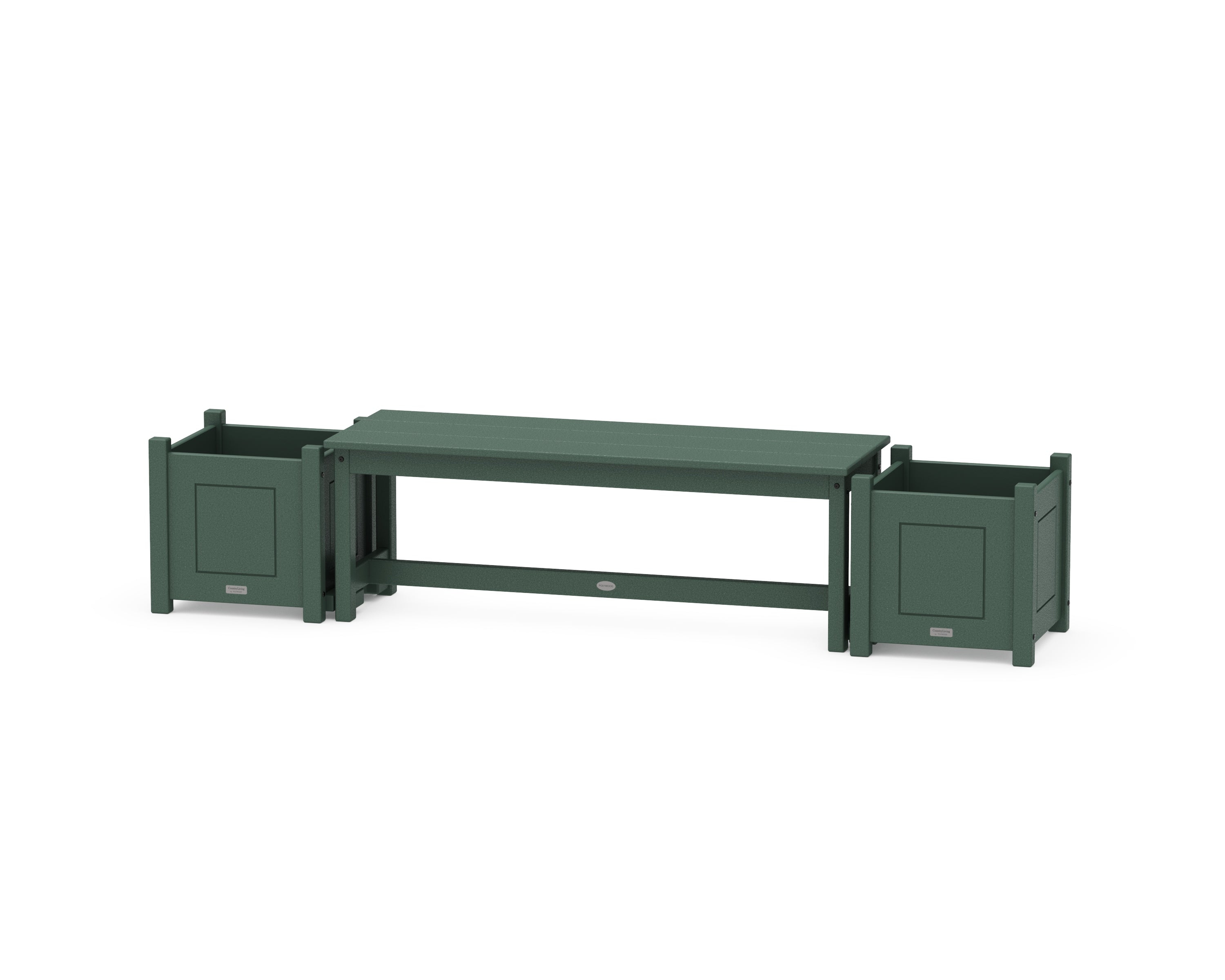 POLYWOOD 48" Country Living Straight Planter Bench Set in Green