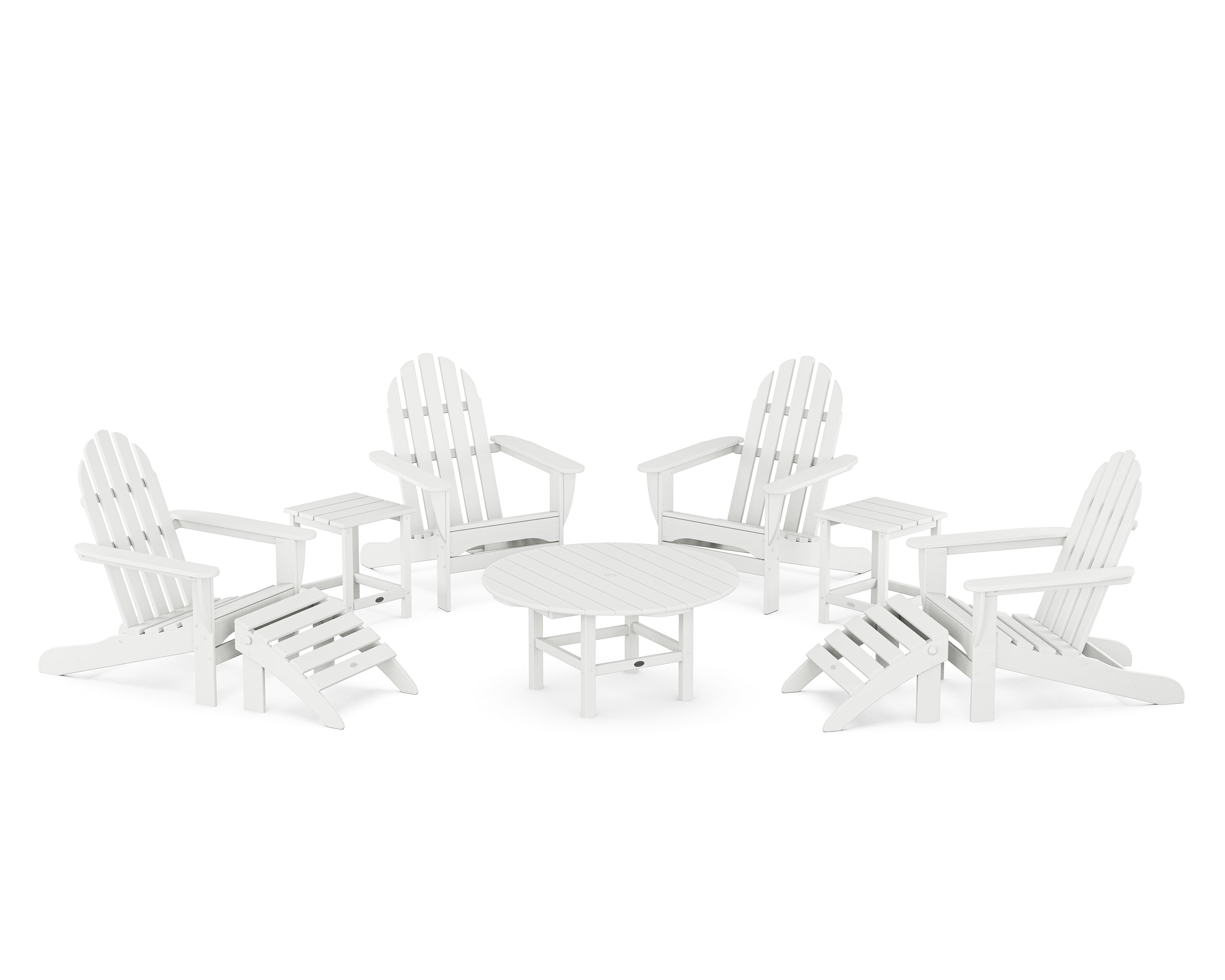 POLYWOOD® Classic Adirondack Chair 9-Piece Conversation Set in White