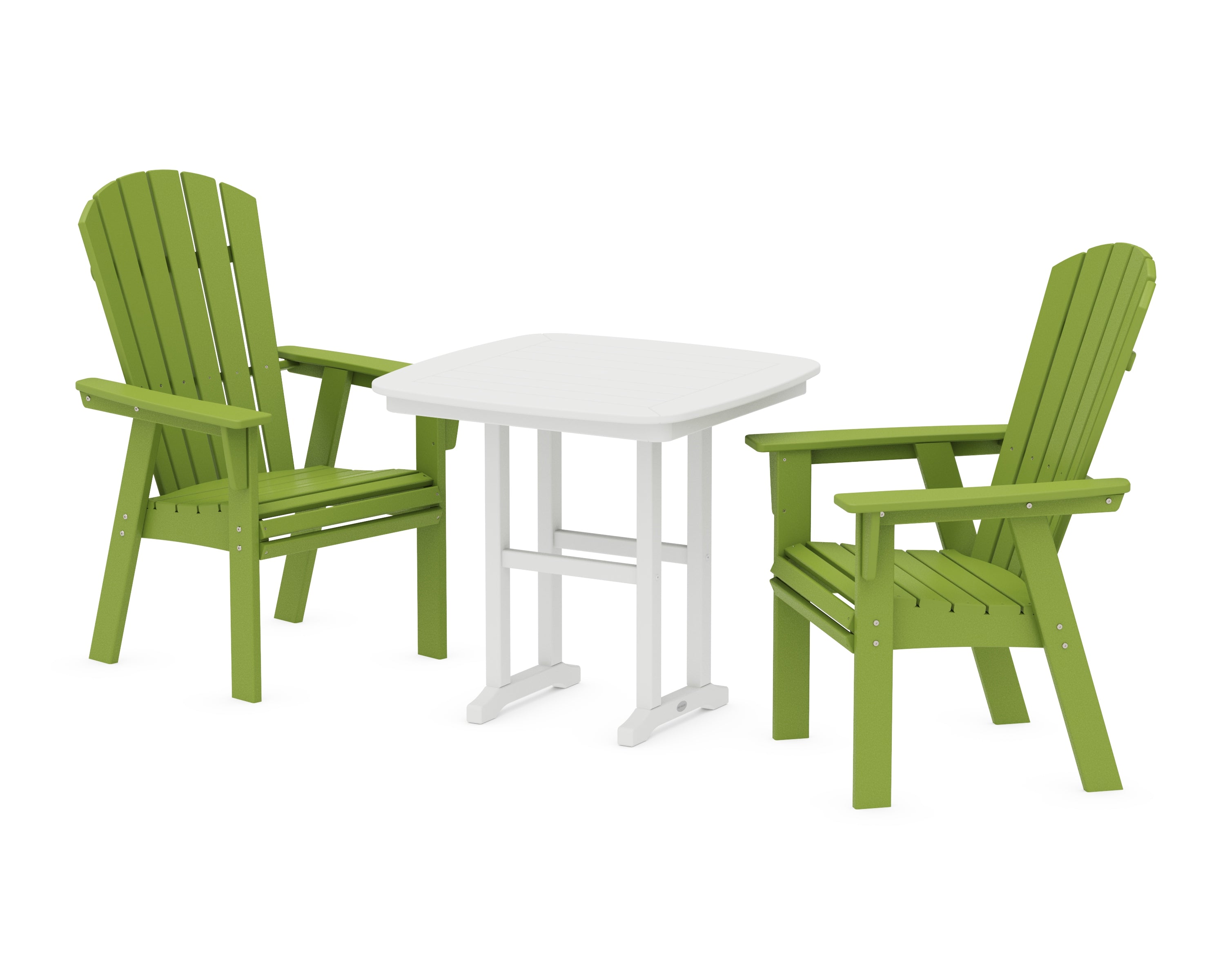 POLYWOOD Nautical Adirondack 3-Piece Dining Set in Lime / White