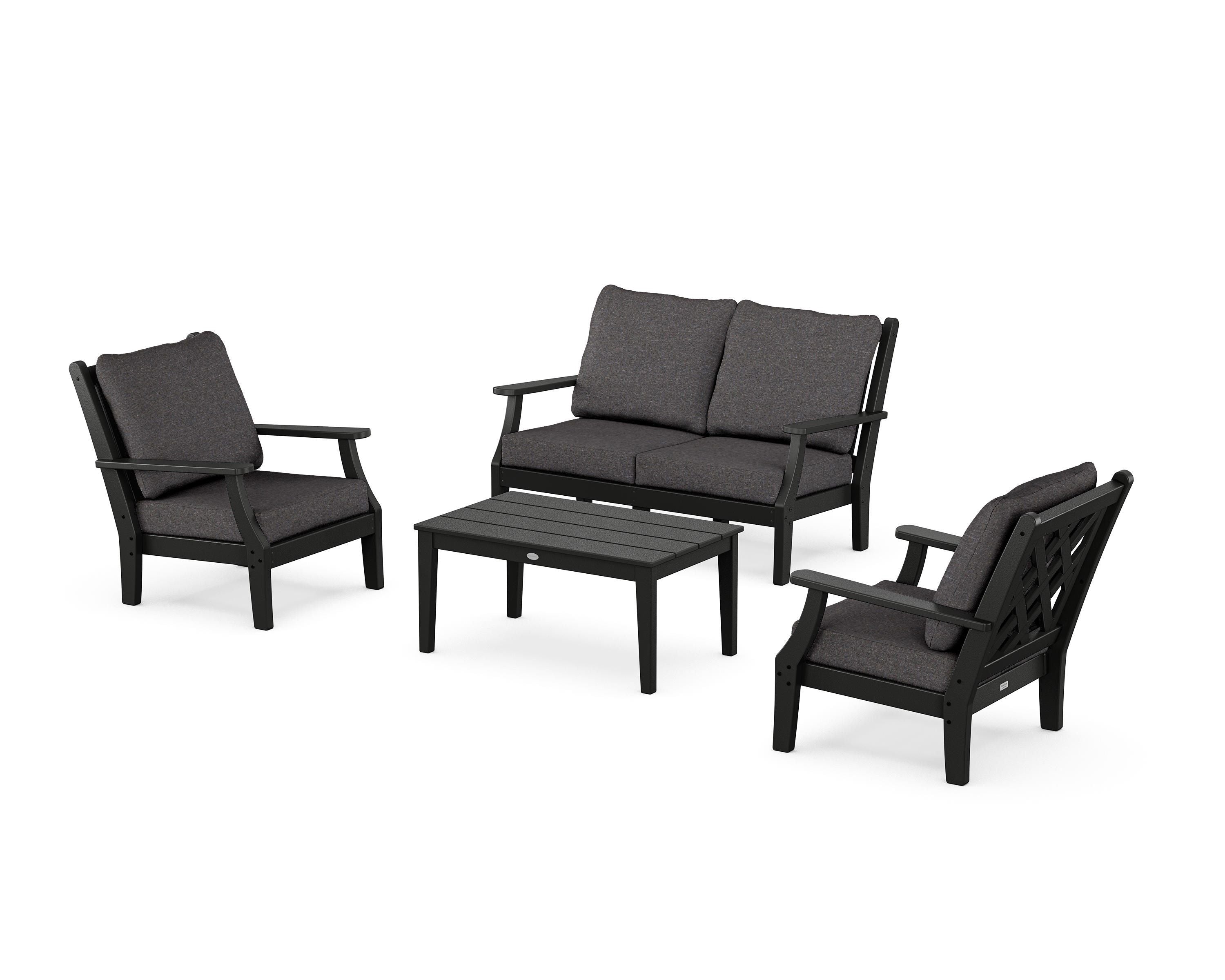 Country Living Wovendale 4-Piece Deep Seating Set with Loveseat in Black / Ash Charcoal