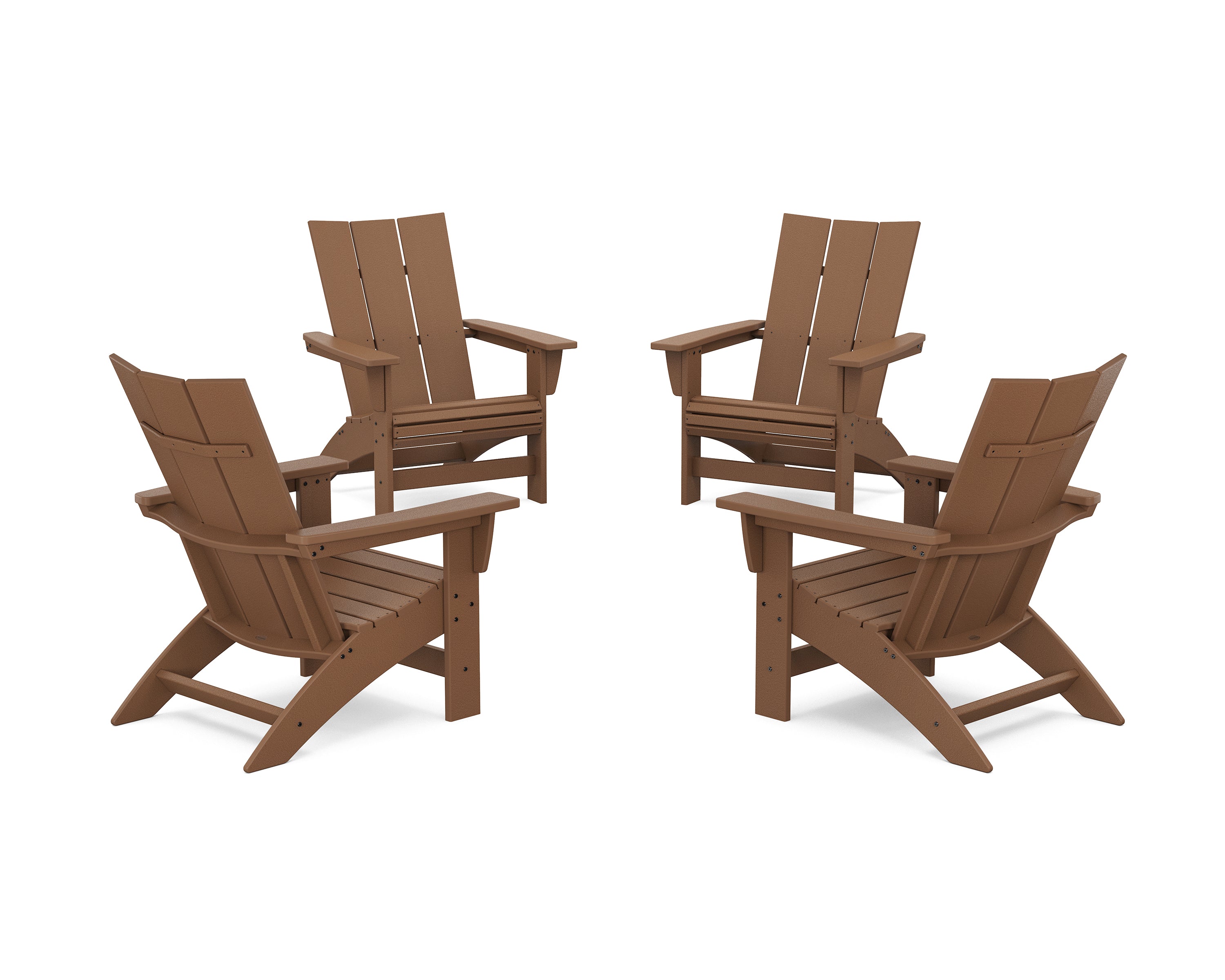 POLYWOOD® 4-Piece Modern Grand Adirondack Chair Conversation Set in Teak