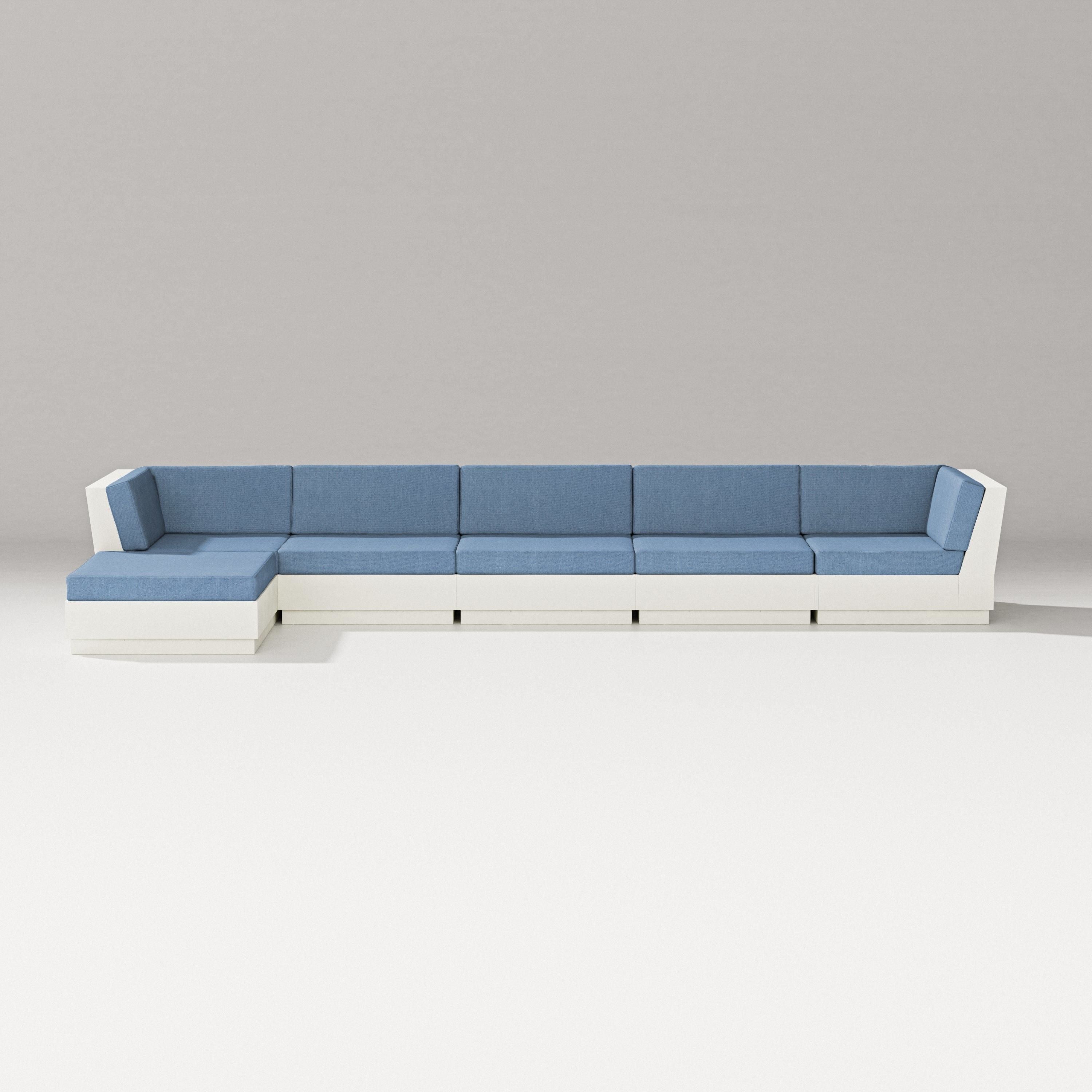 PW Designer Series Elevate 6-Piece Chaise Sectional in Vintage White / Sky Blue