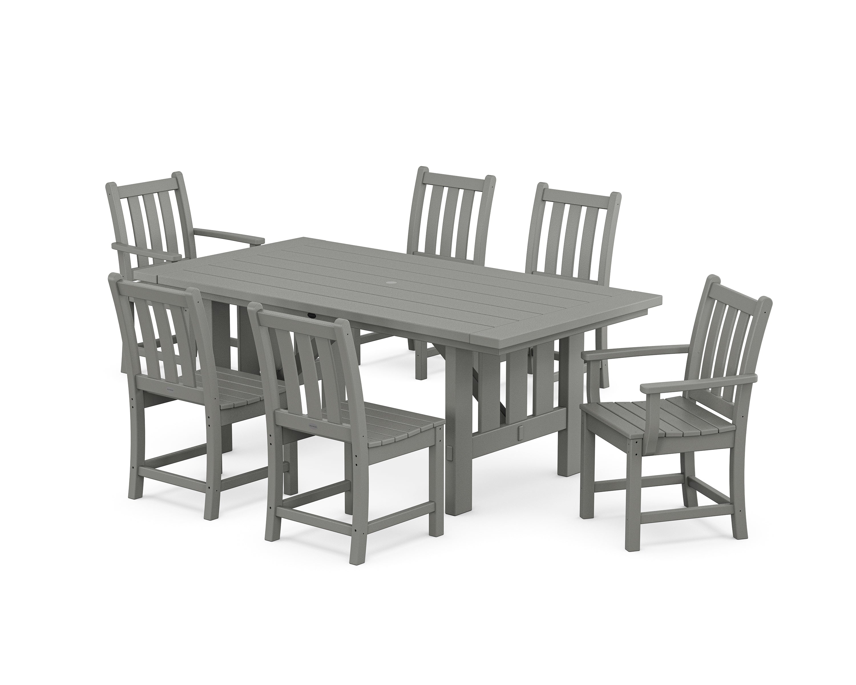 POLYWOOD® Traditional Garden 7-Piece Dining Set with Mission Table in Slate Grey