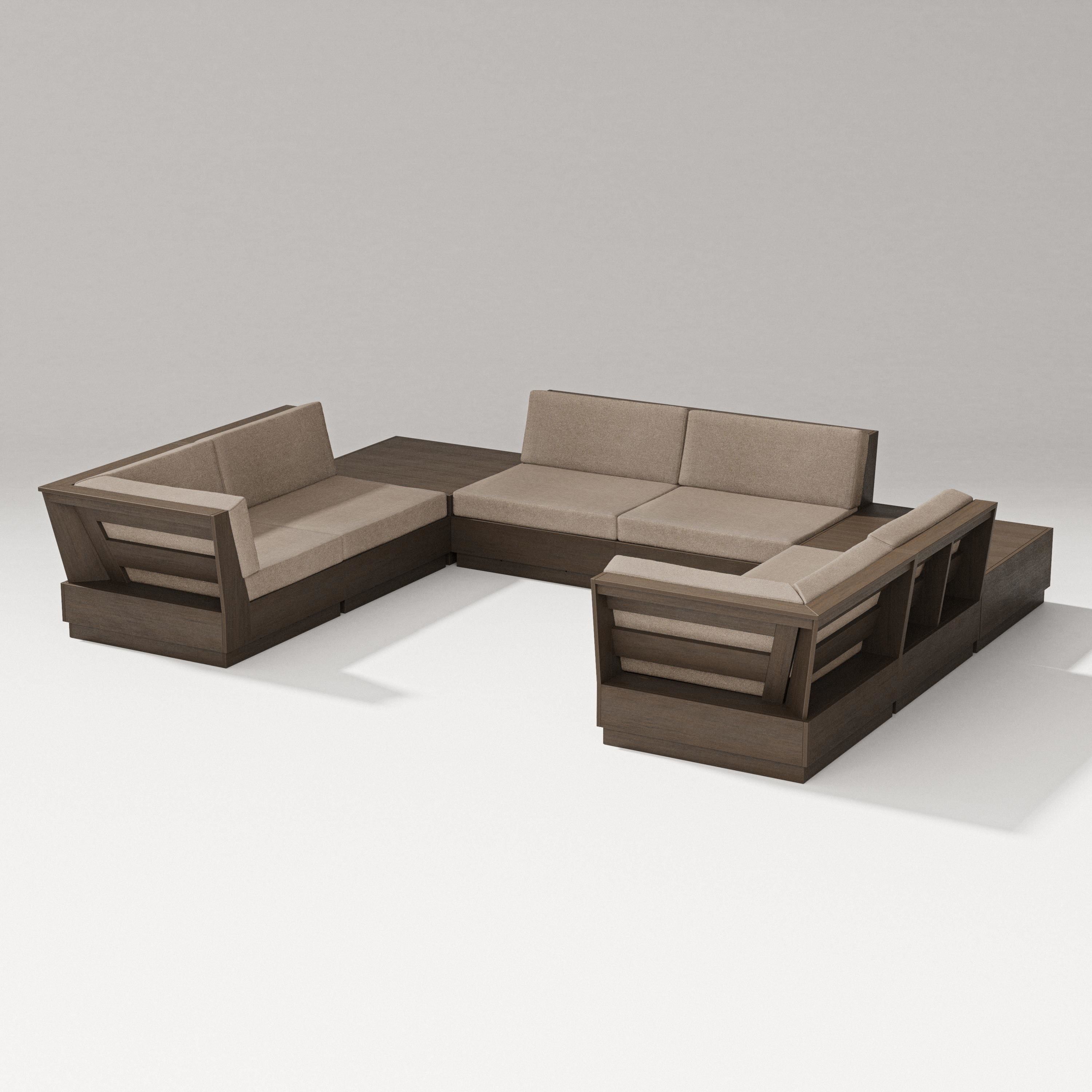 PW Designer Series Elevate 8-Piece U-Shaped Sectional in Kona / Spiced Burlap