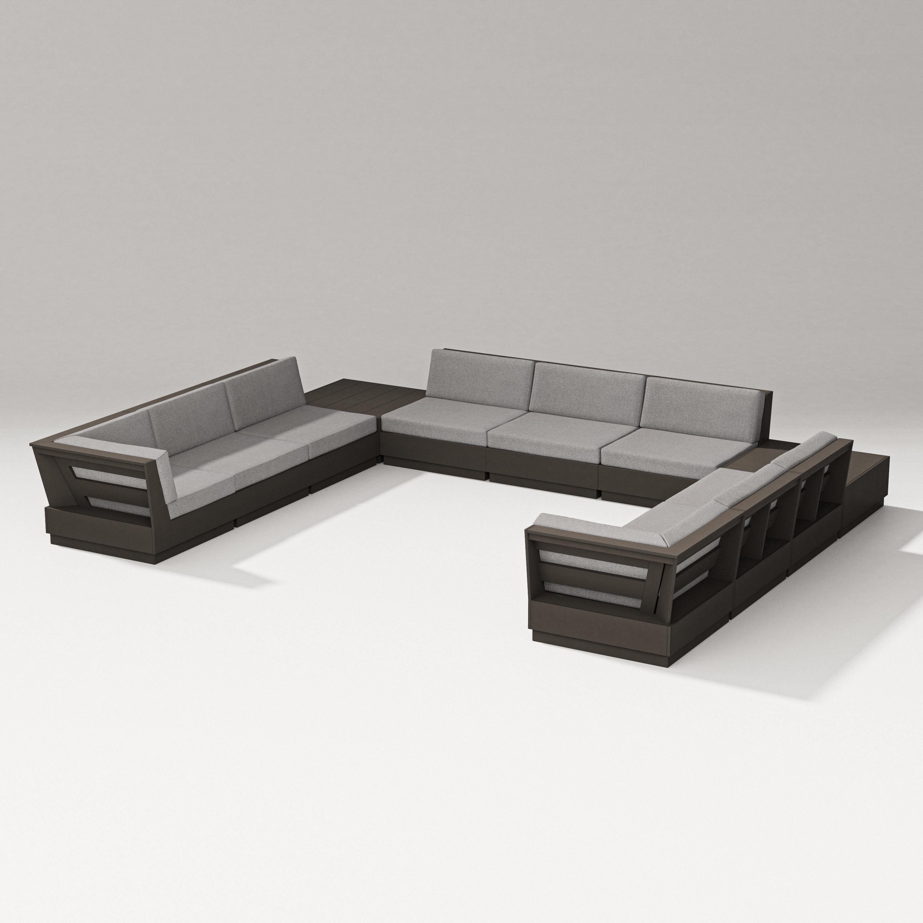 PW Designer Series Elevate 11-Piece U-Shaped Sofa Sectional in Vintage Coffee / Grey Mist
