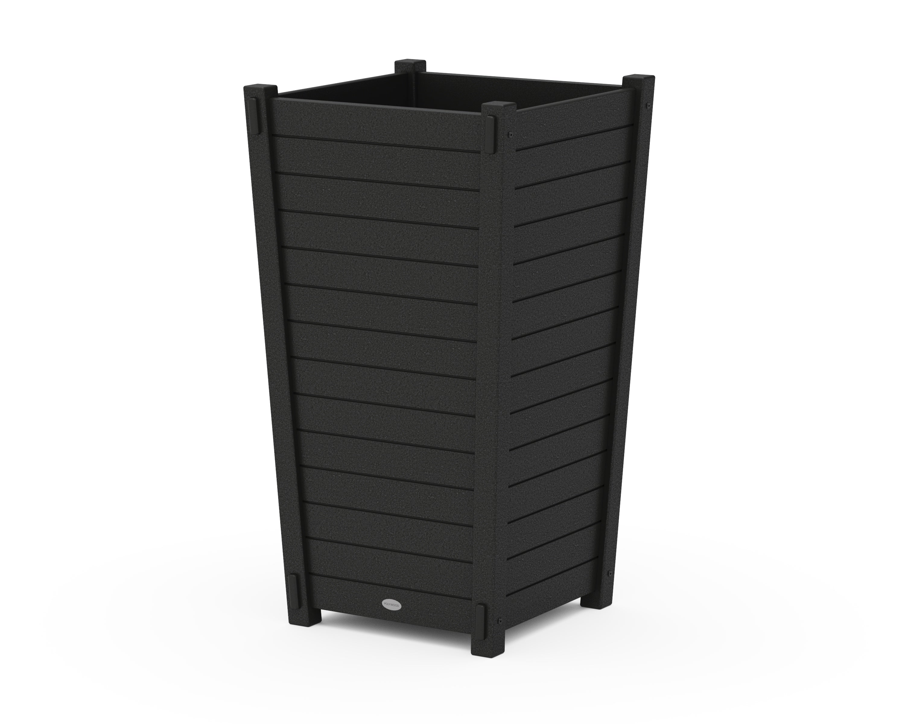 POLYWOOD Nautical Large Tapered Square Tall Planter Box in Black