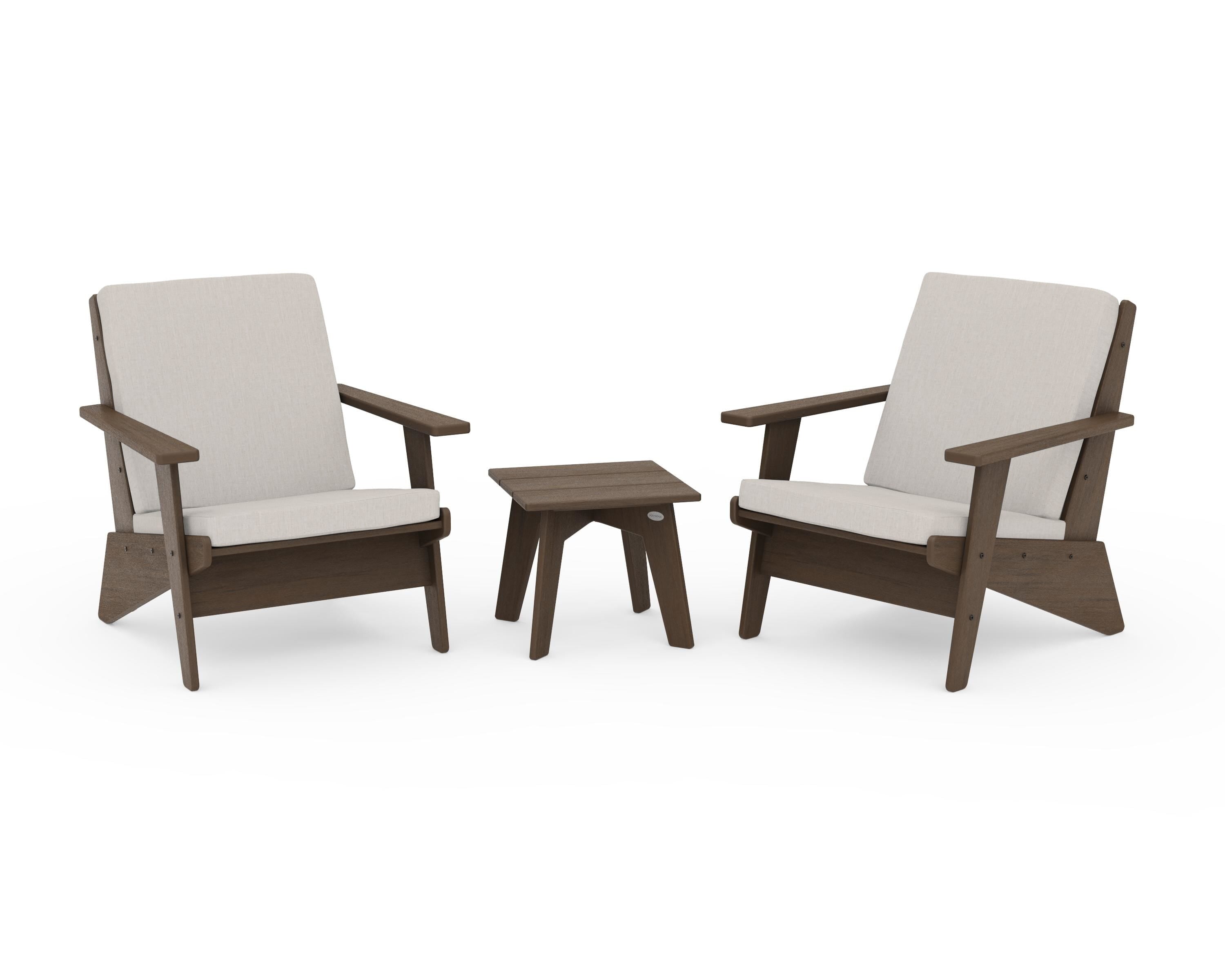 POLYWOOD Riviera Modern Lounge 3-Piece Set in Kona / Cast Ash