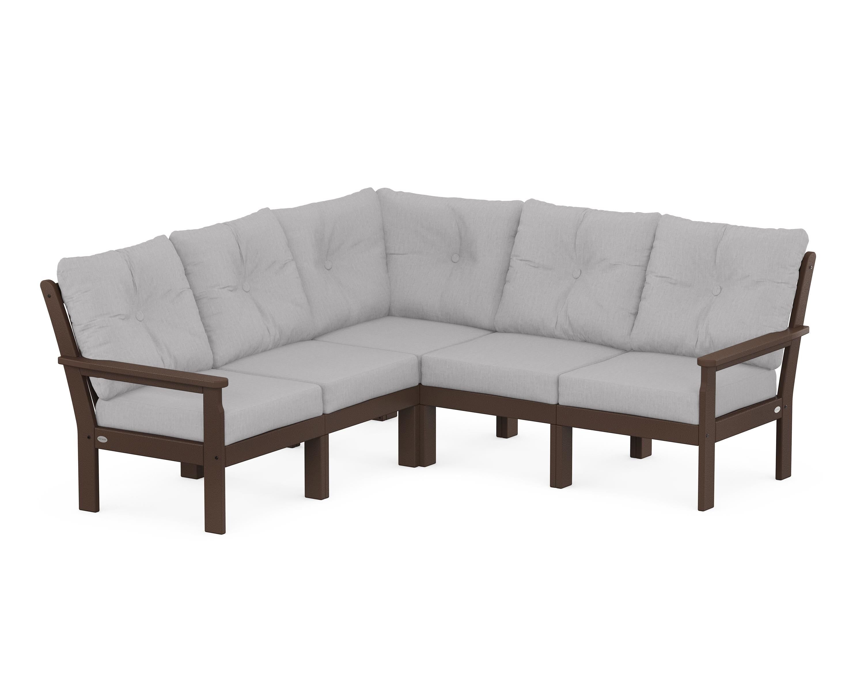 POLYWOOD Vineyard 5-Piece Sectional in Mahogany / Granite