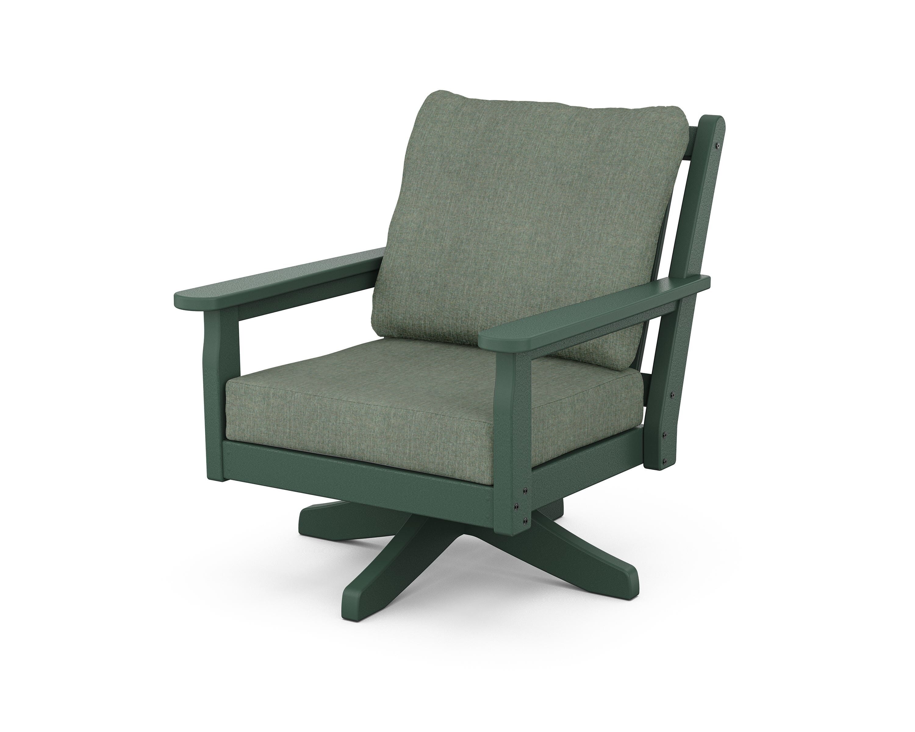 POLYWOOD Chippendale Deep Seating Swivel Chair in Green / Cast Sage