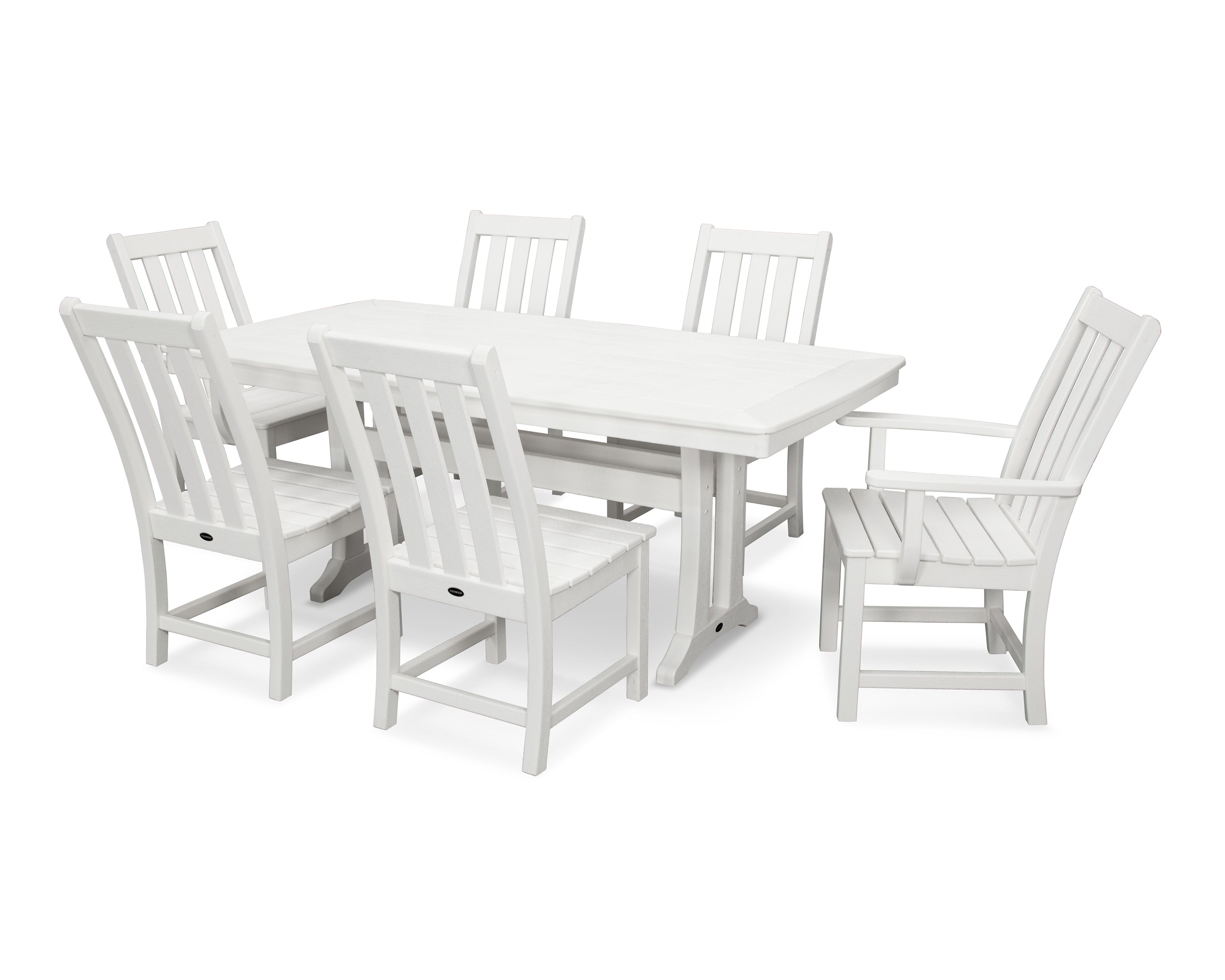 POLYWOOD® Vineyard 7-Piece Dining Set with Trestle Legs in Vintage White