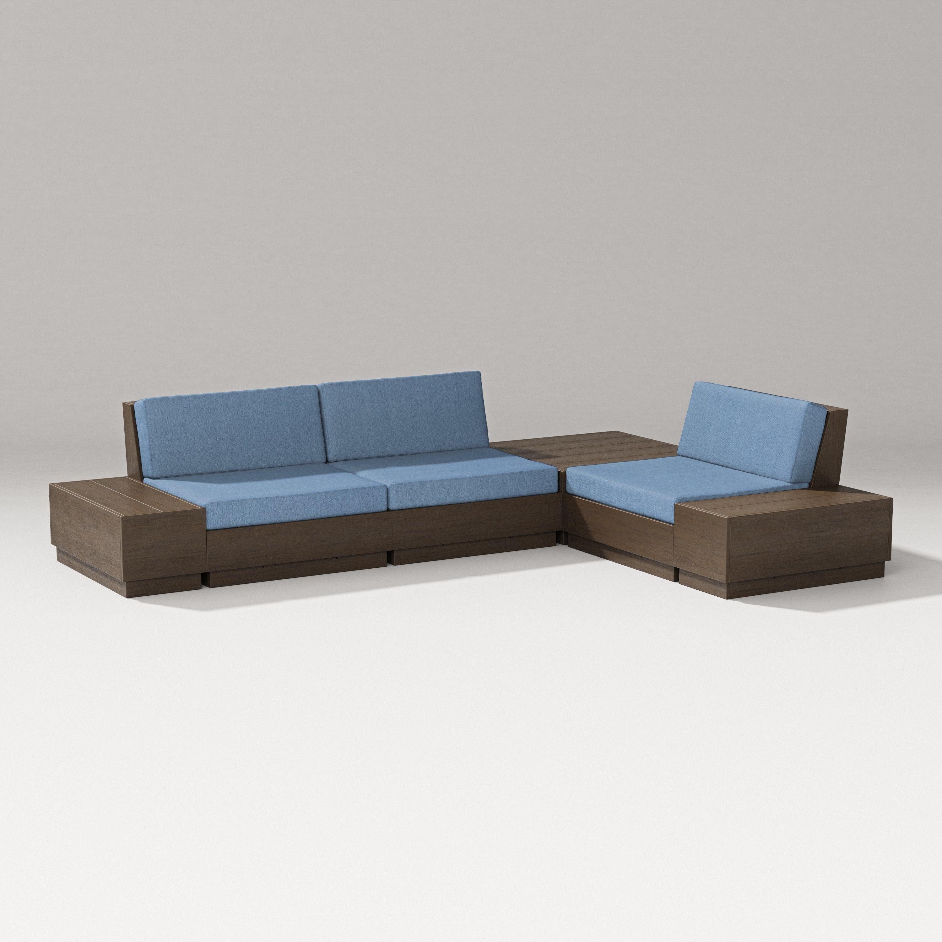 PW Designer Series Elevate 6-Piece Corner Sectional in Kona / Sky Blue