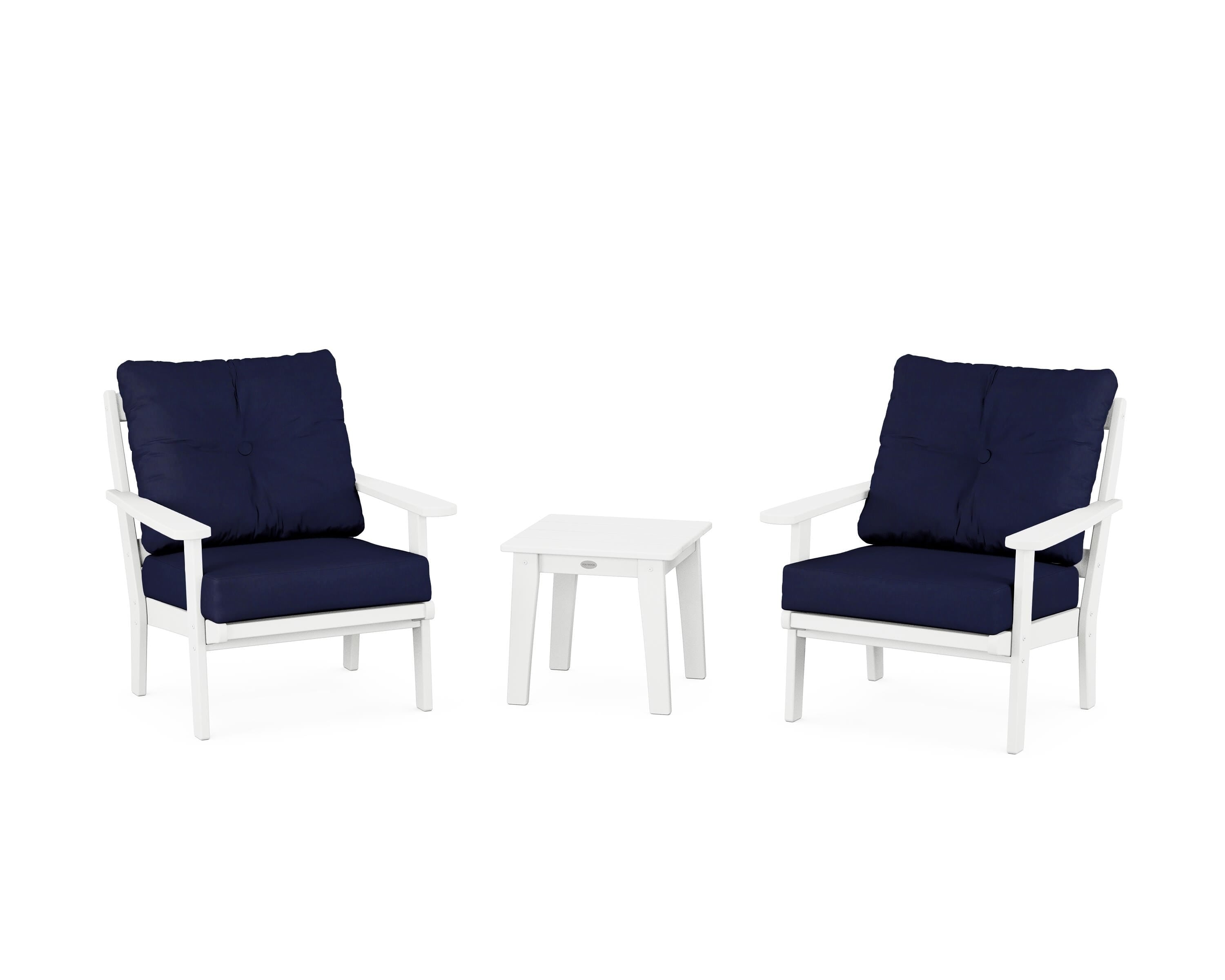 POLYWOOD Mission 3-Piece Deep Seating Set in White / Navy