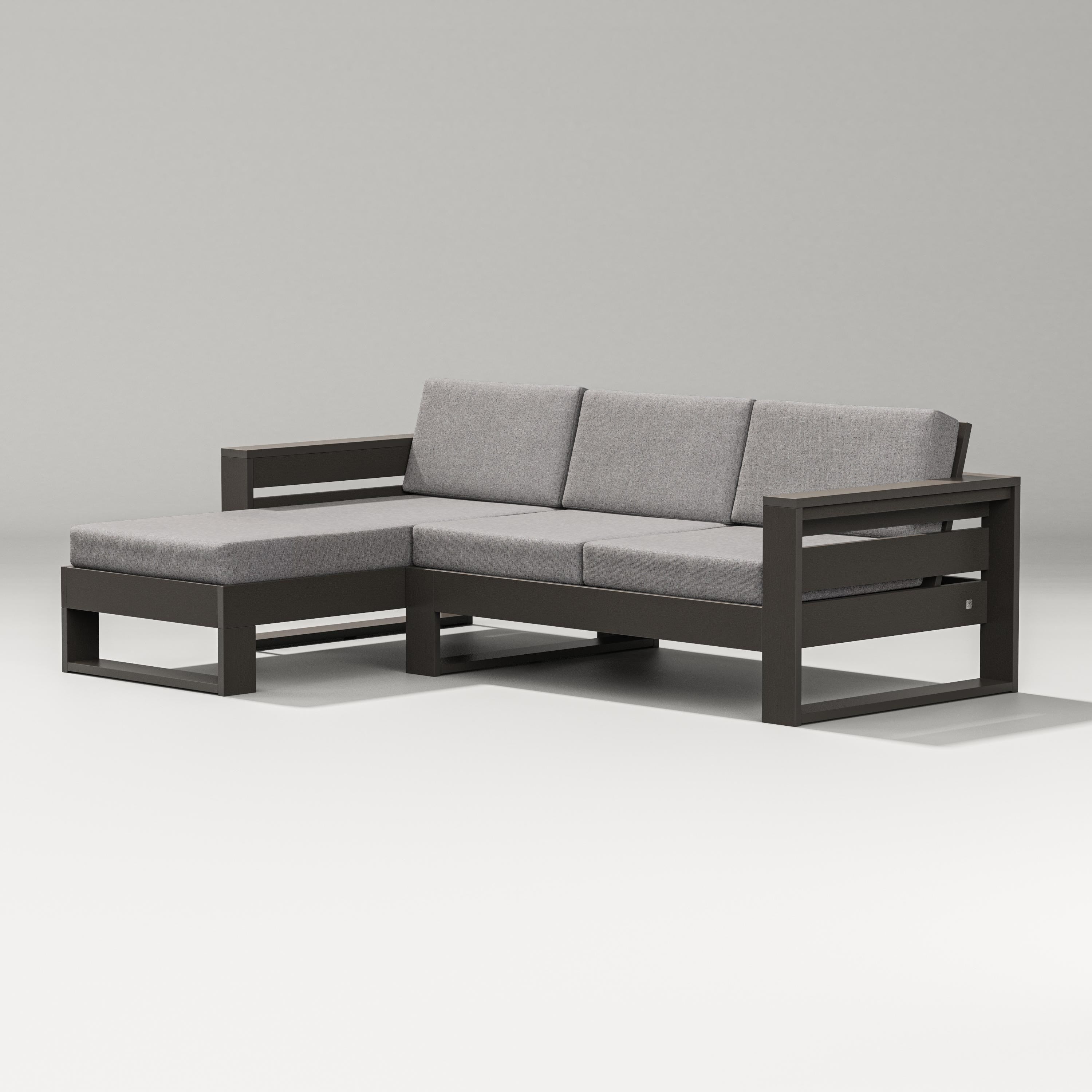 PW Designer Series Latitude Left Chaise Sectional in Vintage Coffee / Grey Mist