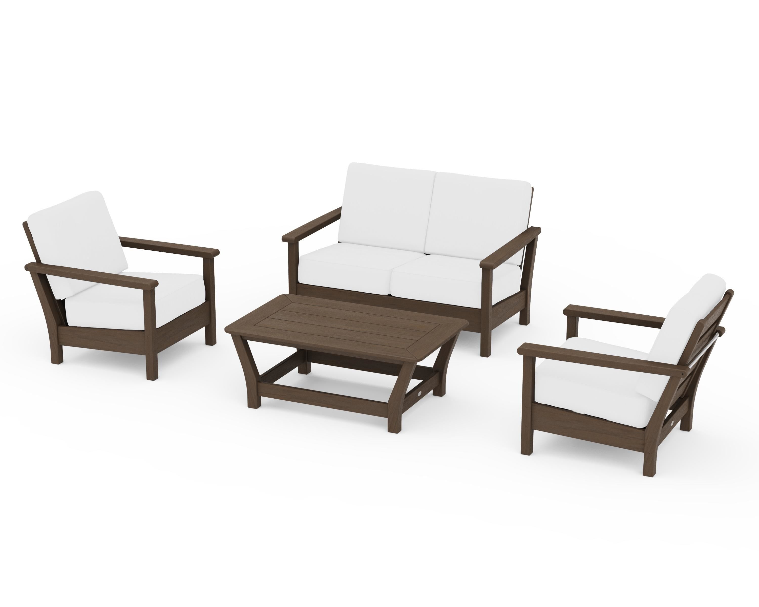 POLYWOOD Harbour 4-Piece Deep Seating Set in Kona / Natural
