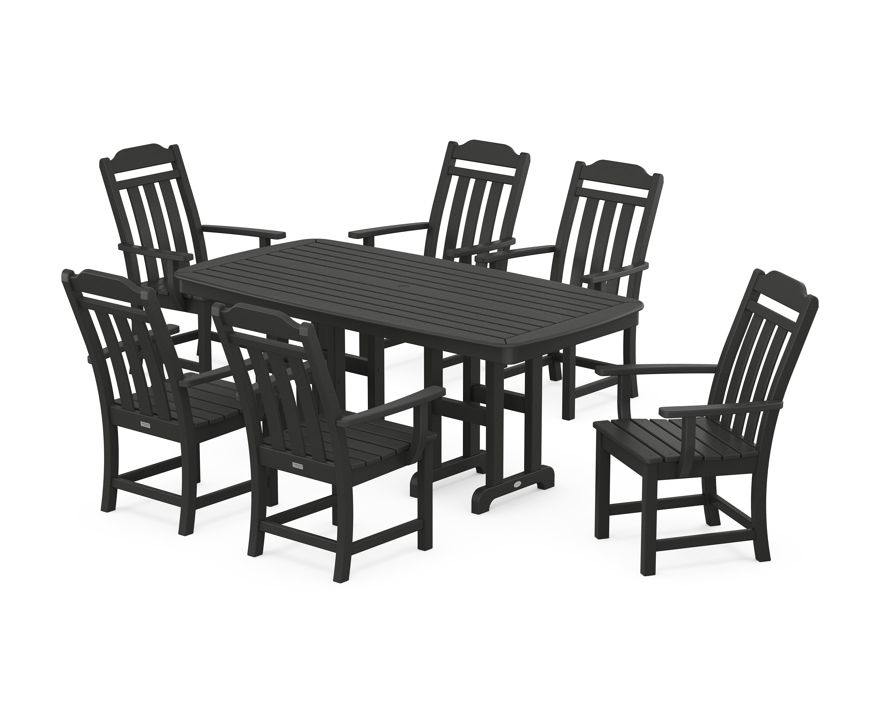 Polywood Country Living Arm Chair 7-Piece Dining Set in Black