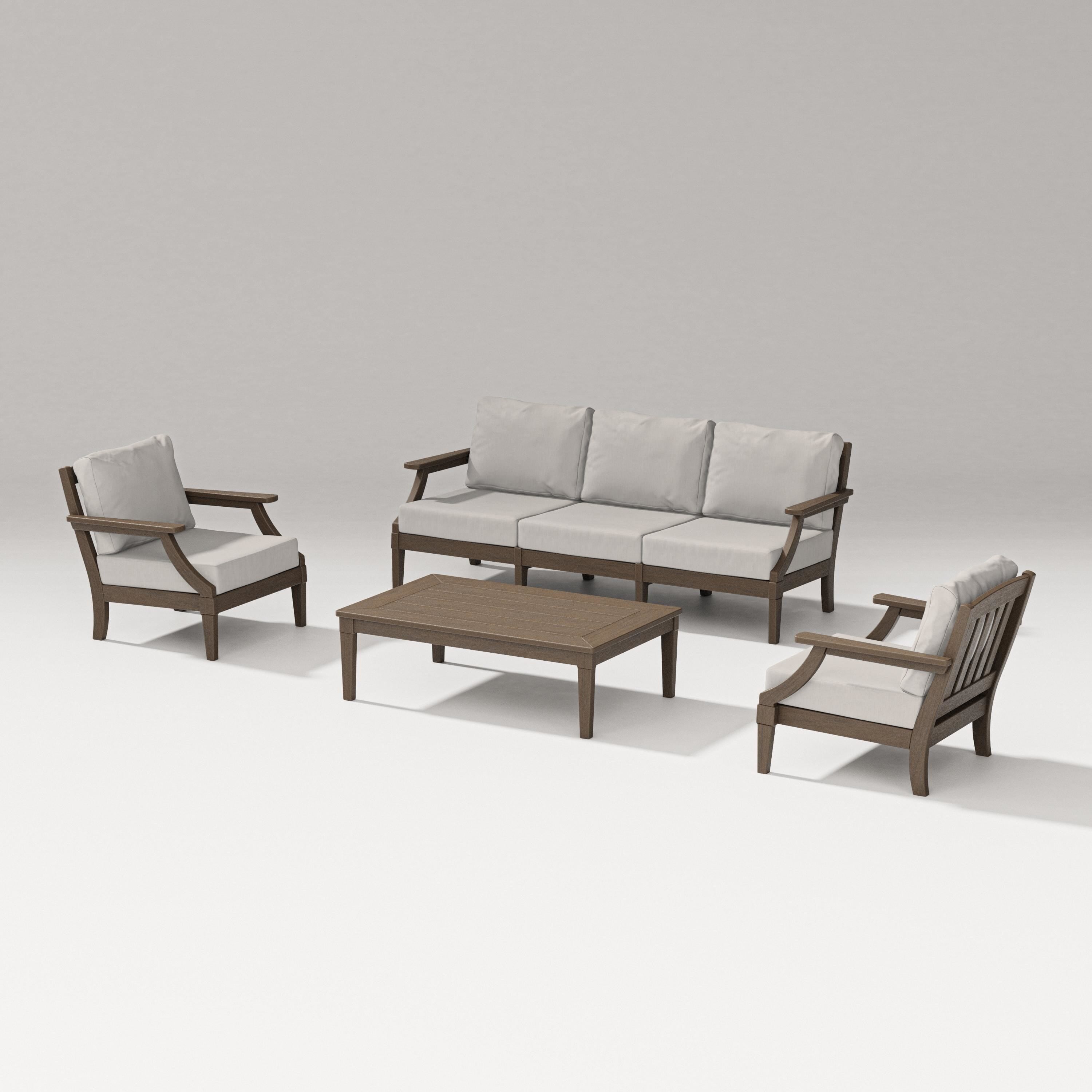 PW Designer Series Estate 4-Piece Lounge Sofa Set in Kona / Cast Ash