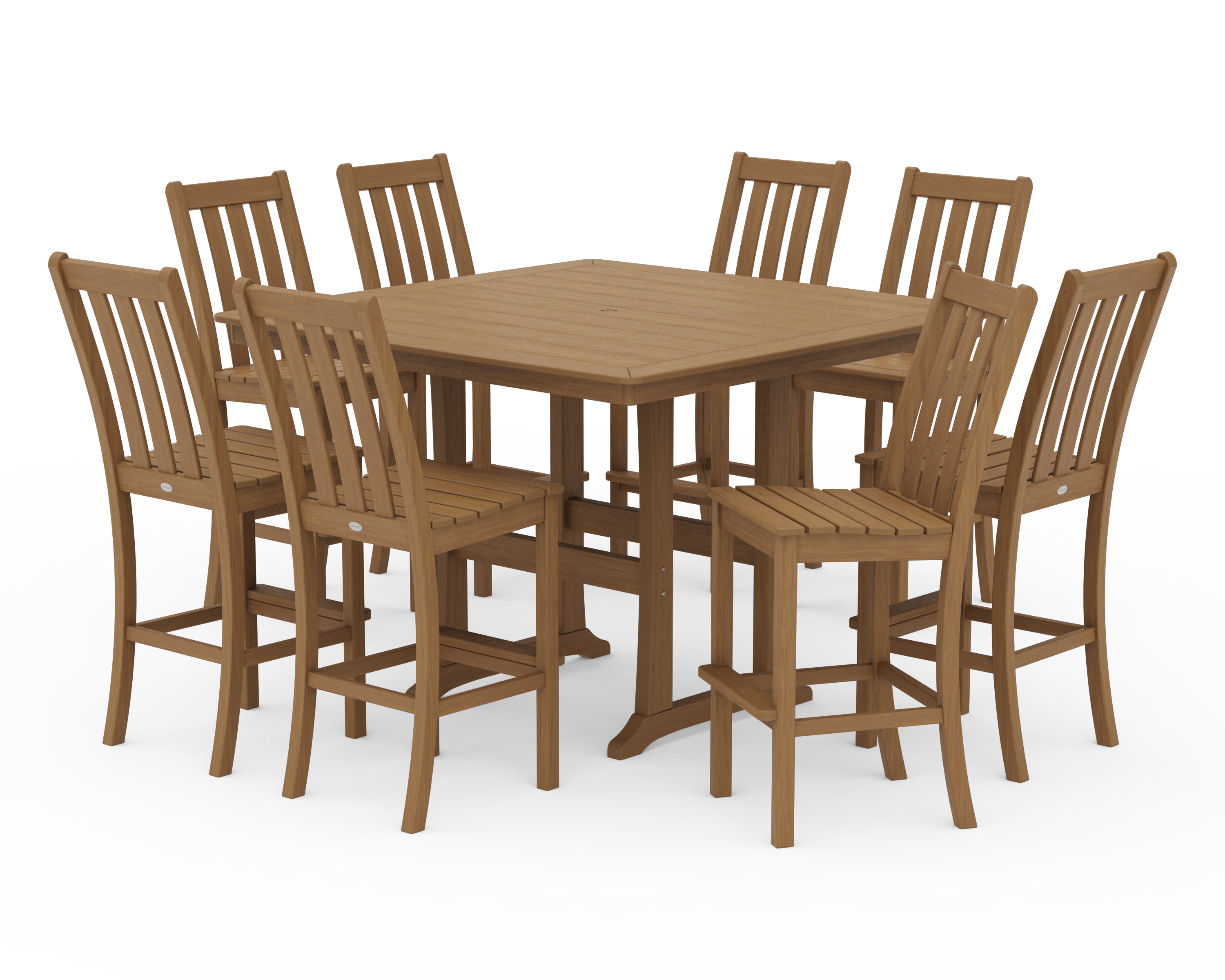 POLYWOOD Vineyard 9-Piece Nautical Trestle Bar Set in Natural