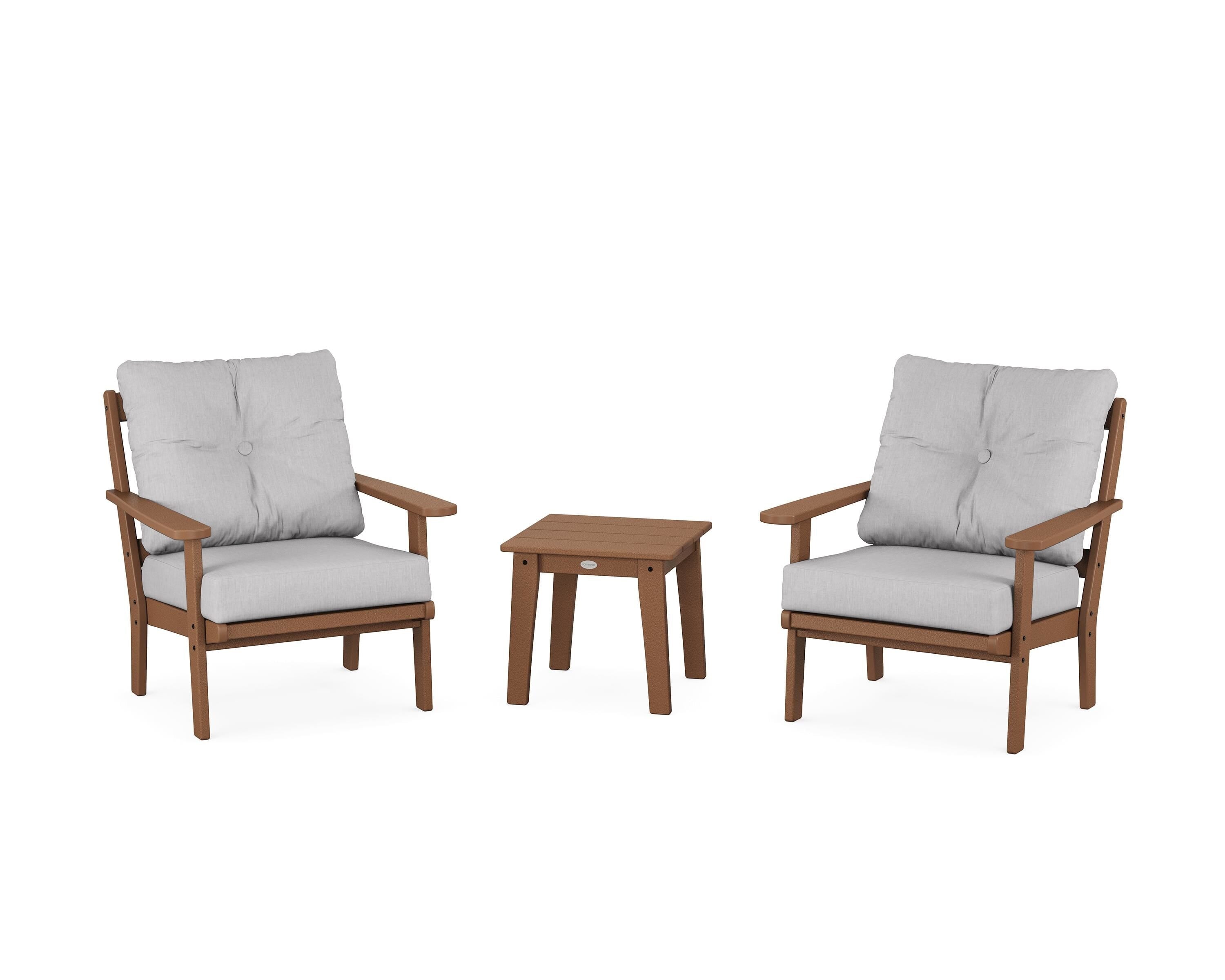 POLYWOOD Mission 3-Piece Deep Seating Set in Teak / Granite