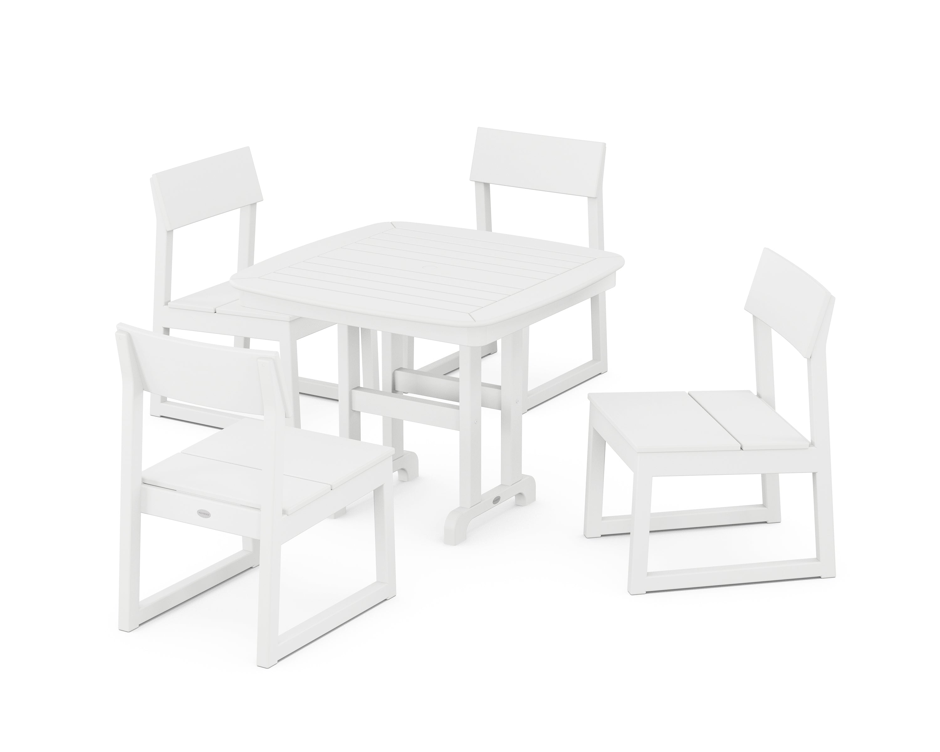 POLYWOOD® EDGE Side Chair 5-Piece Dining Set in White