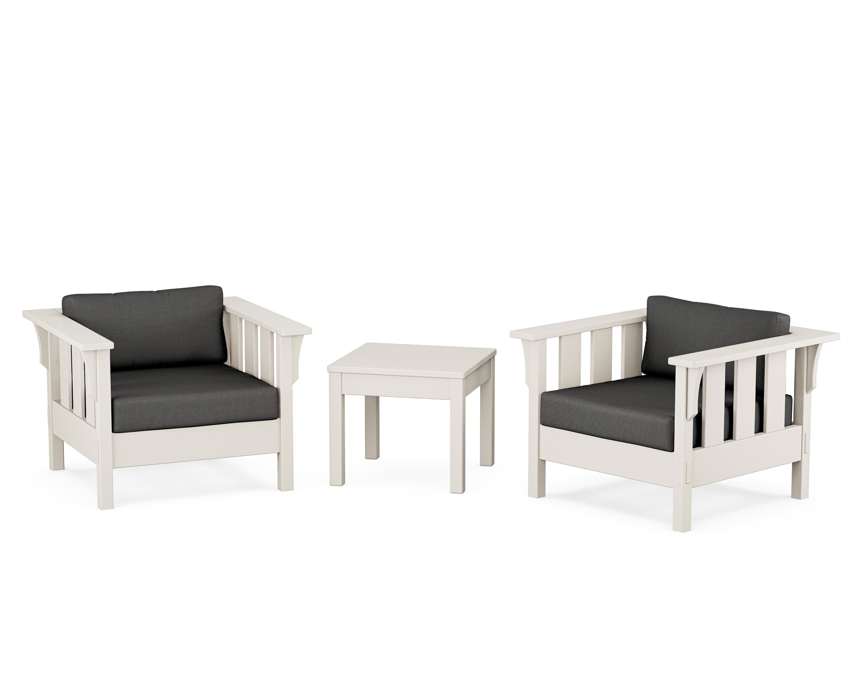 Martha Stewart by POLYWOOD Acadia 3-Piece Deep Seating Set in Sand / Spectrum Carbon