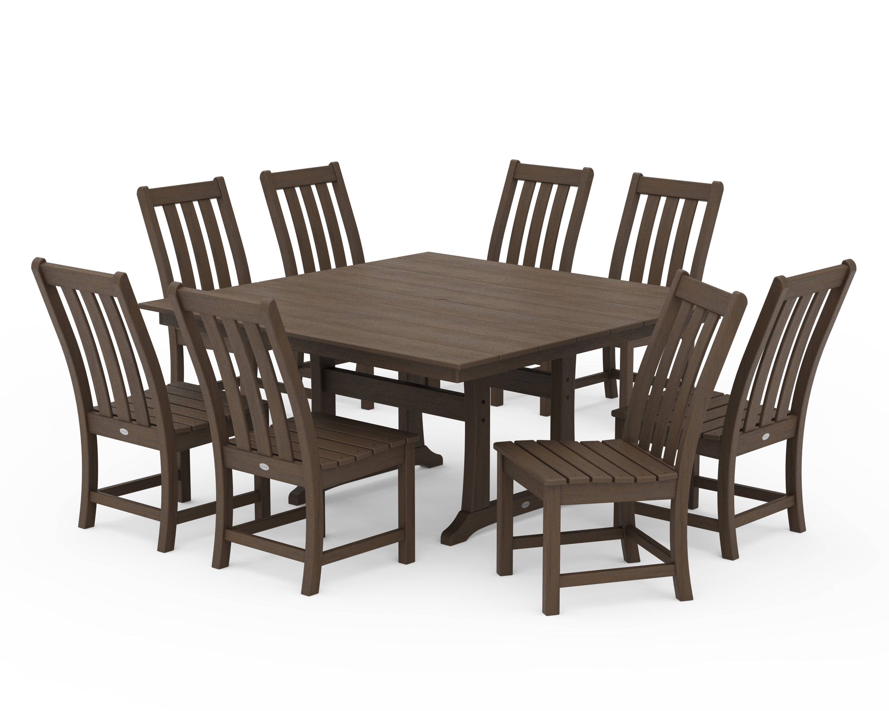 POLYWOOD Vineyard 9-Piece Farmhouse Trestle Dining Set in Kona