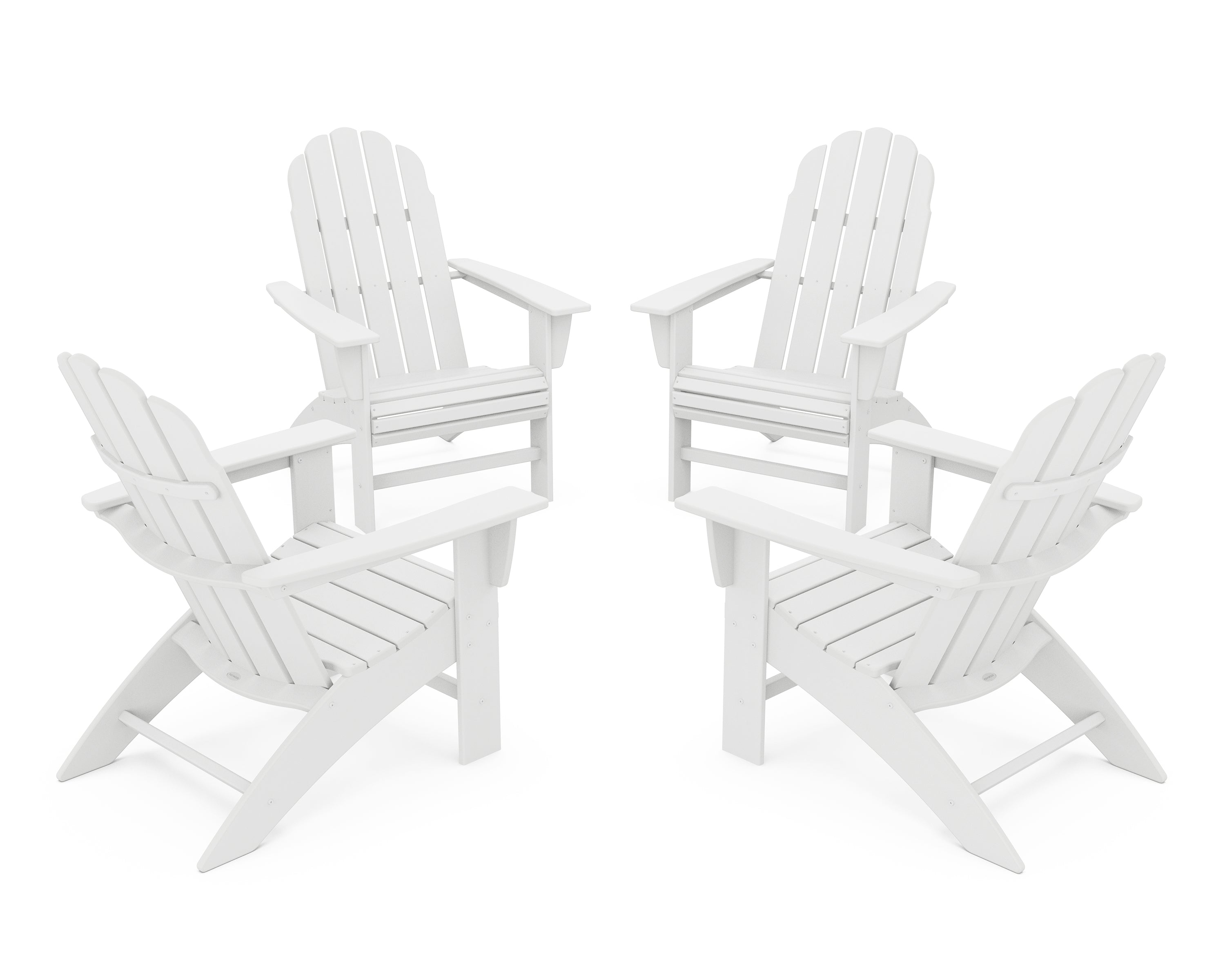 POLYWOOD® 4-Piece Vineyard Curveback Adirondack Chair Conversation Set in White