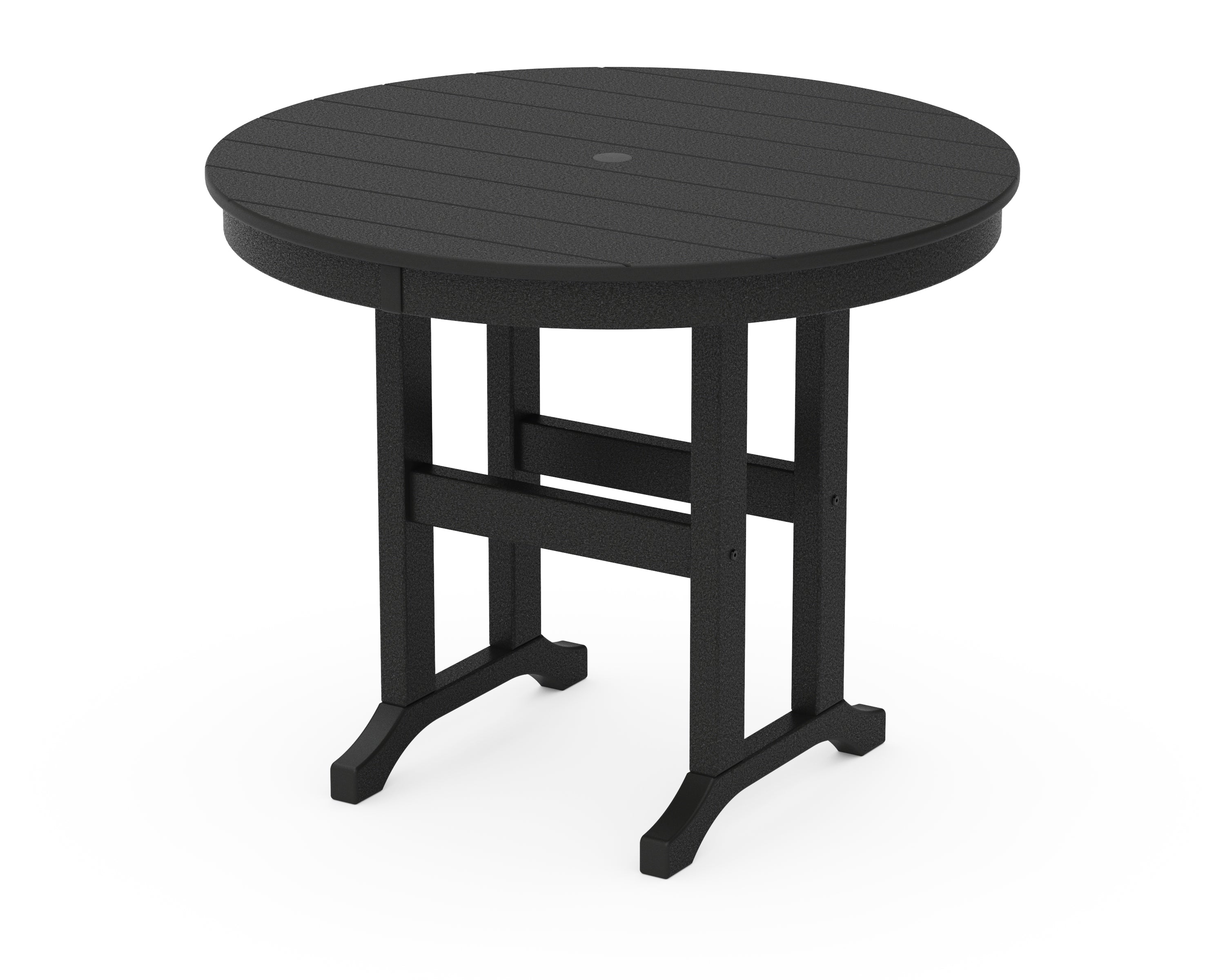 POLYWOOD 36" Round Farmhouse Dining Table in Black