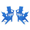 POLYWOOD® 4-Piece Modern Curveback Adirondack Conversation Set in Pacific Blue