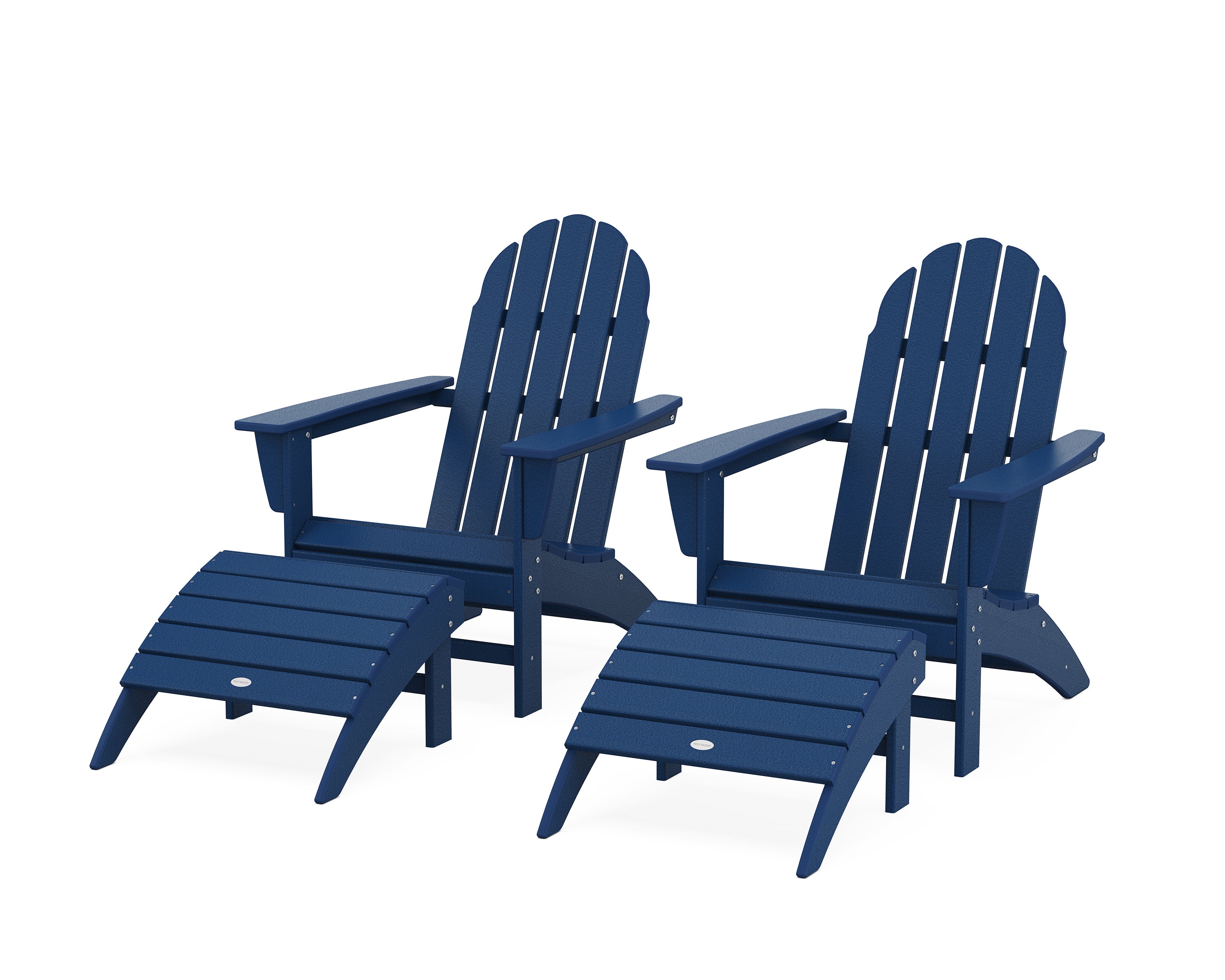 POLYWOOD® Vineyard Adirondack Chair 4-Piece Set with Ottomans in Navy