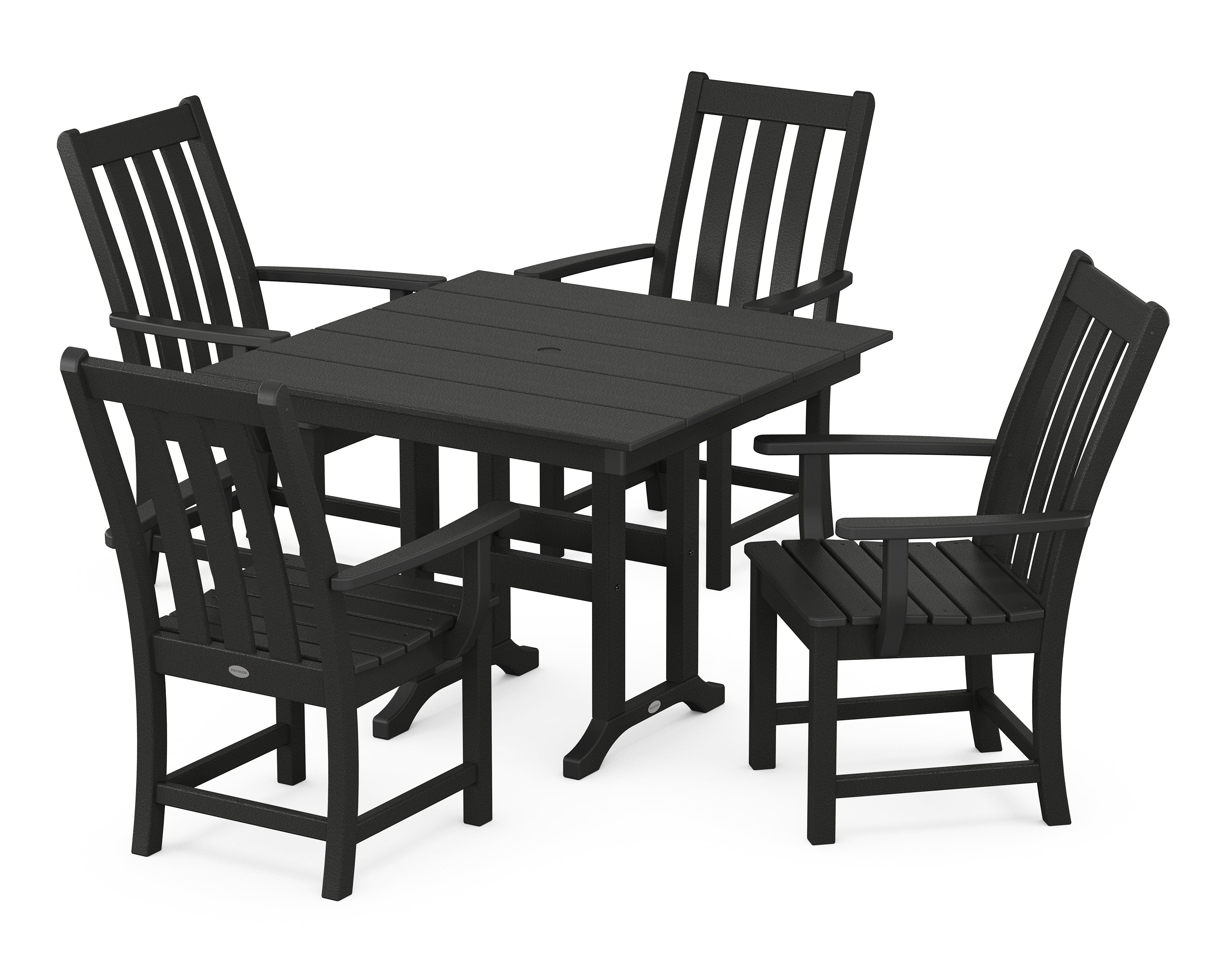 POLYWOOD Vineyard 5-Piece Farmhouse Dining Set in Black