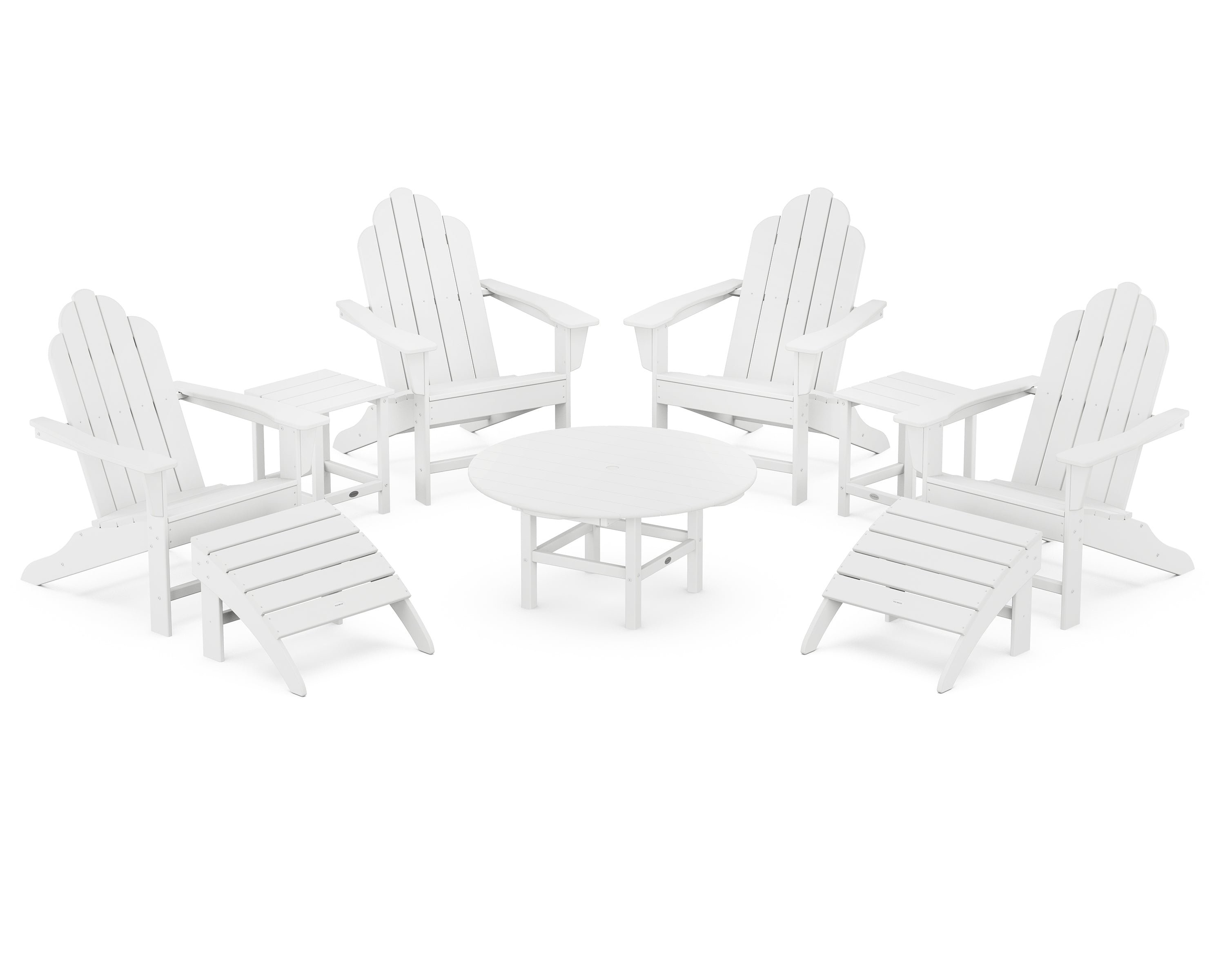 POLYWOOD® Long Island Adirondack 9-Piece Conversation Group in White