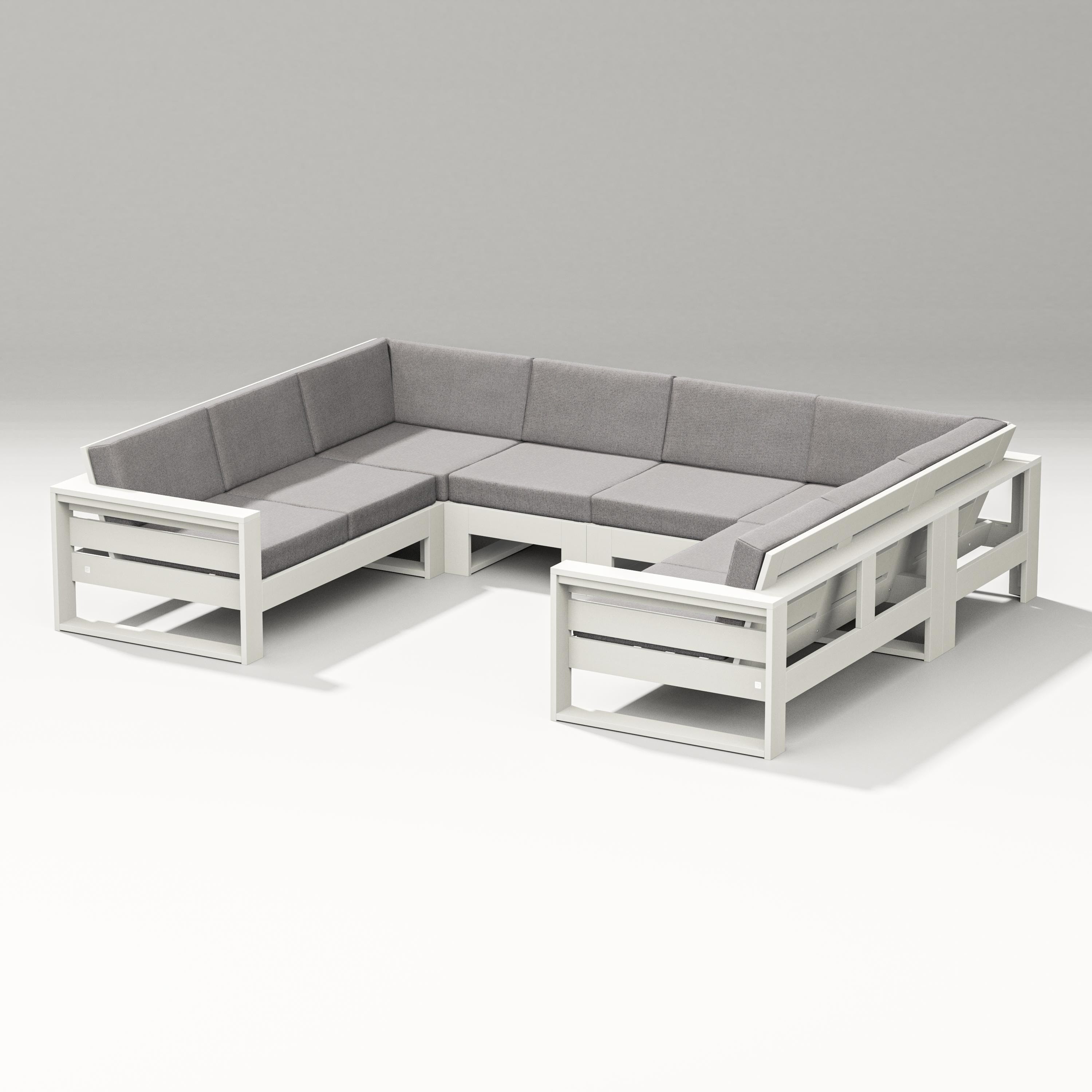 PW Designer Series Latitude U-Shaped Sectional in Vintage White / Grey Mist