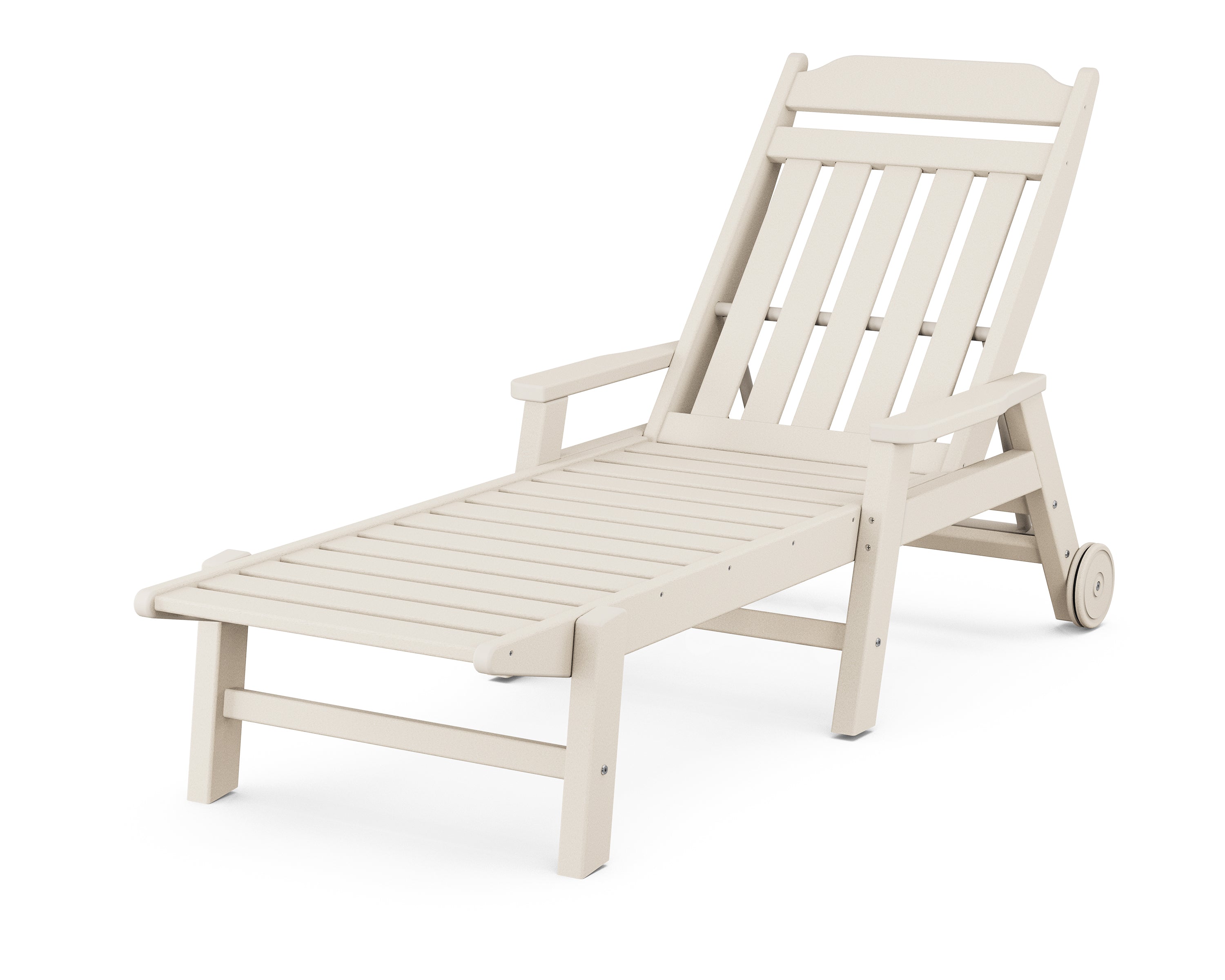 POLYWOOD Country Living Chaise with Arms and Wheels in Sand