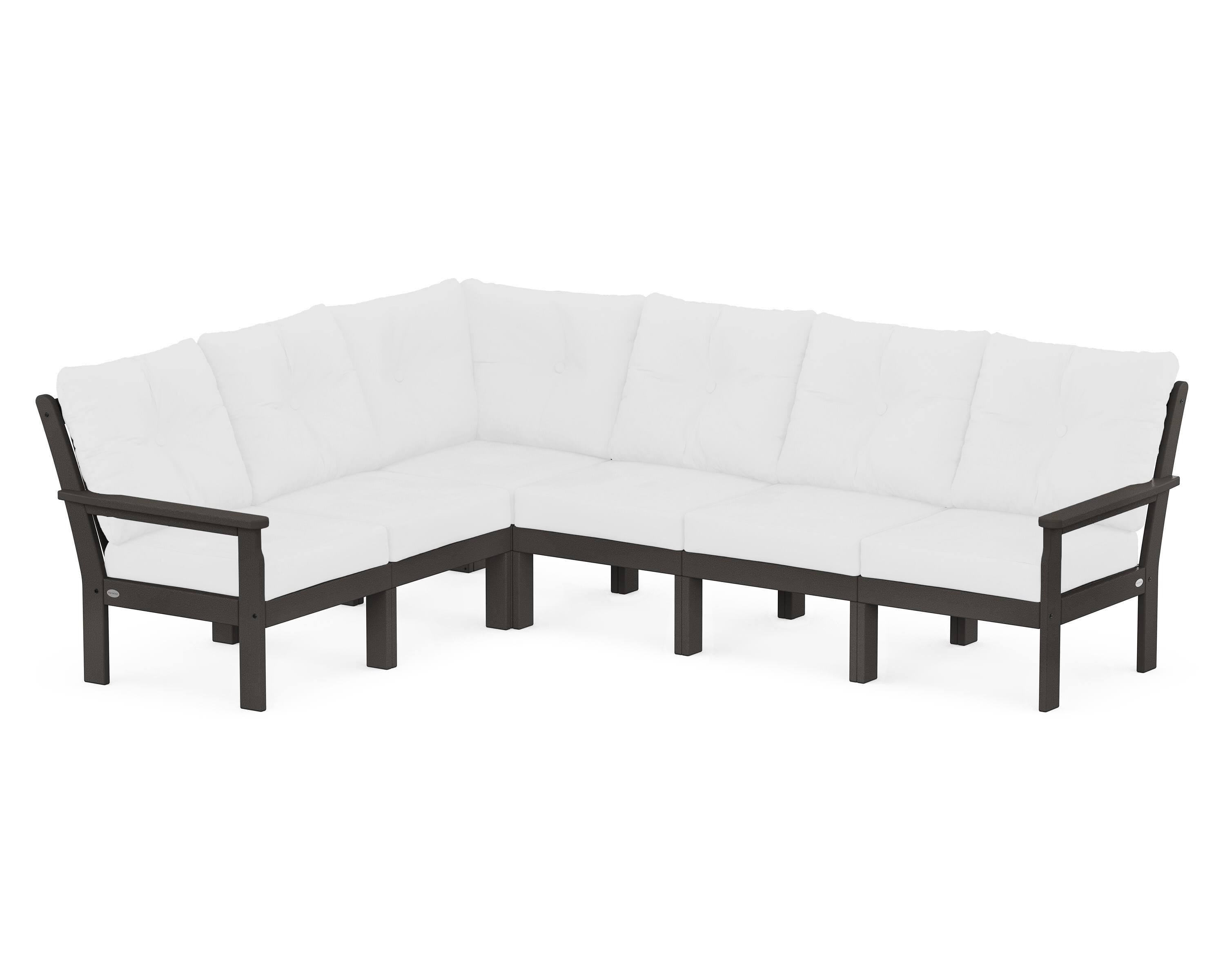 POLYWOOD Vineyard 6-Piece Sectional in Vintage Coffee / Natural