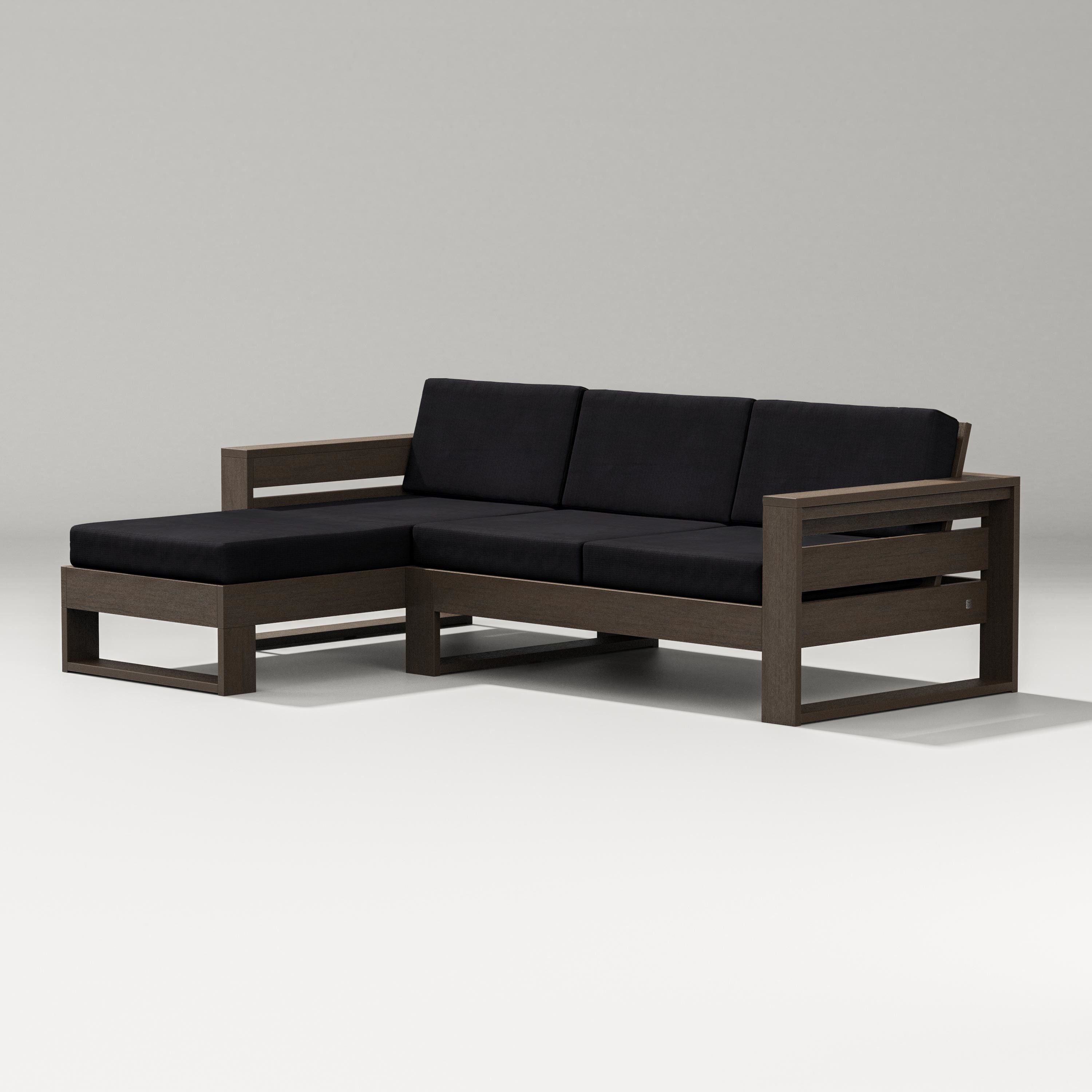 PW Designer Series Latitude Left Chaise Sectional in Kona / Midnight Linen