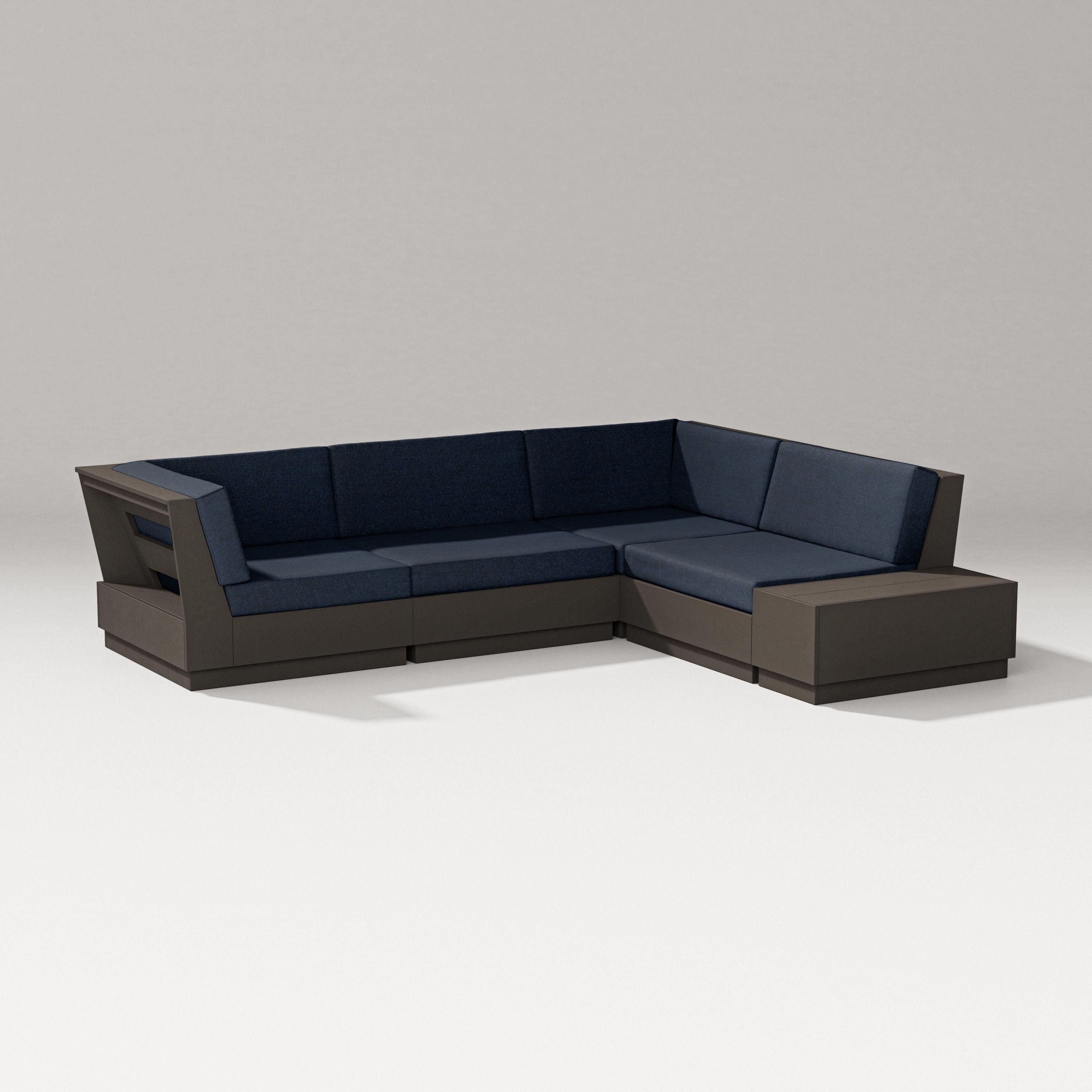 PW Designer Series Elevate Corner Sectional in Vintage Coffee / Marine Indigo