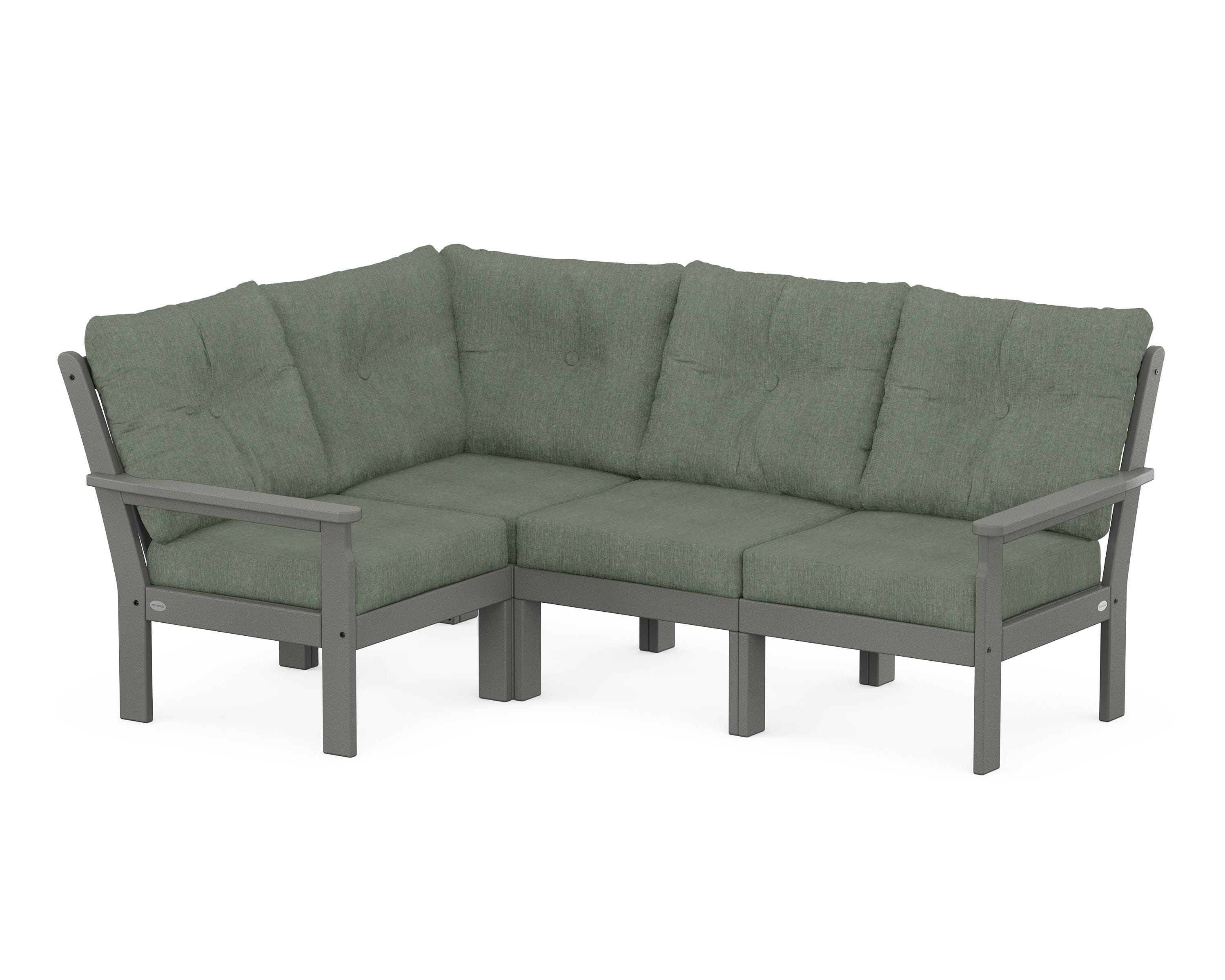POLYWOOD Vineyard 4-Piece Sectional in Slate Grey / Cast Sage