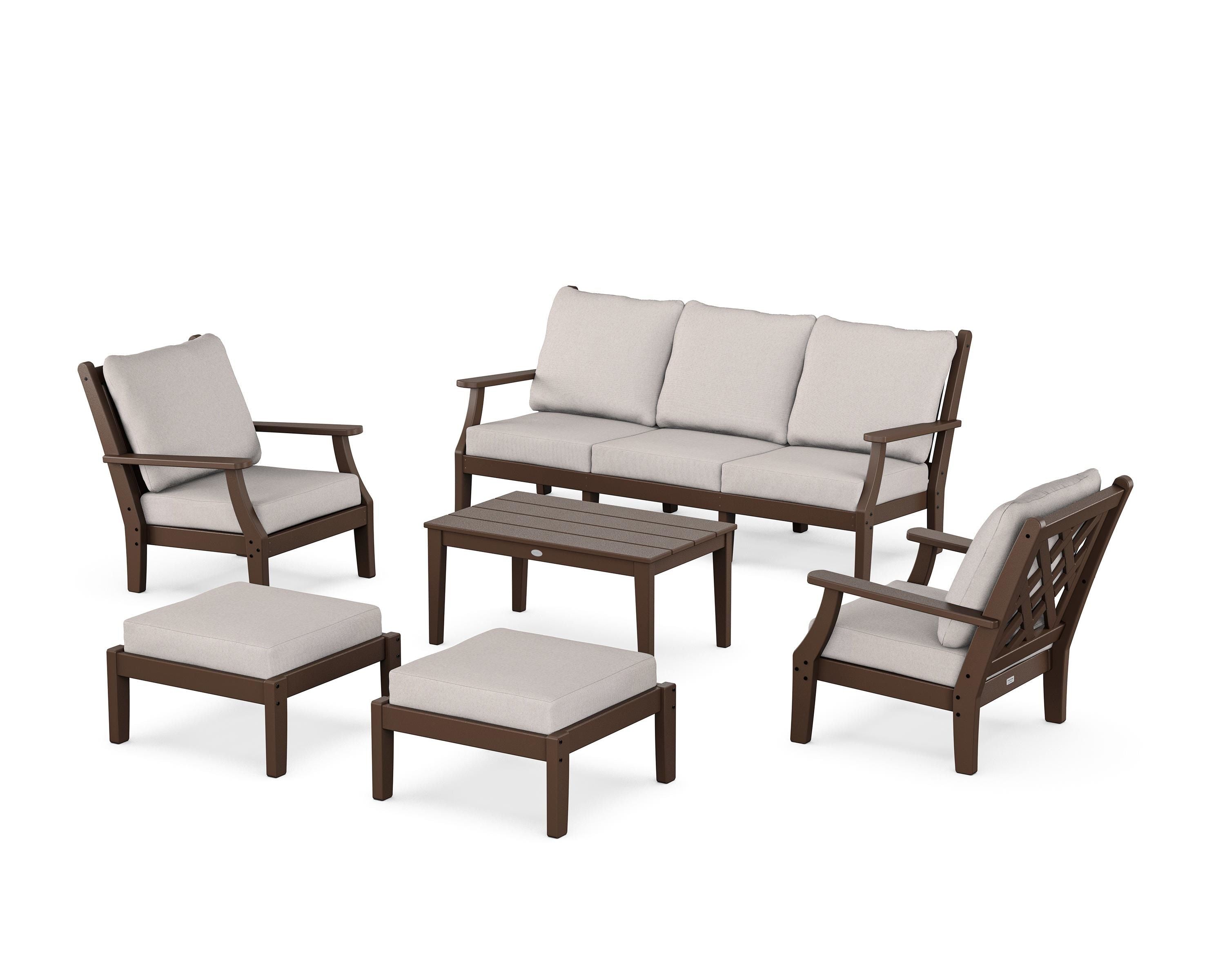 Country Living Wovendale 6-Piece Lounge Sofa Set in Mahogany / Dune Burlap