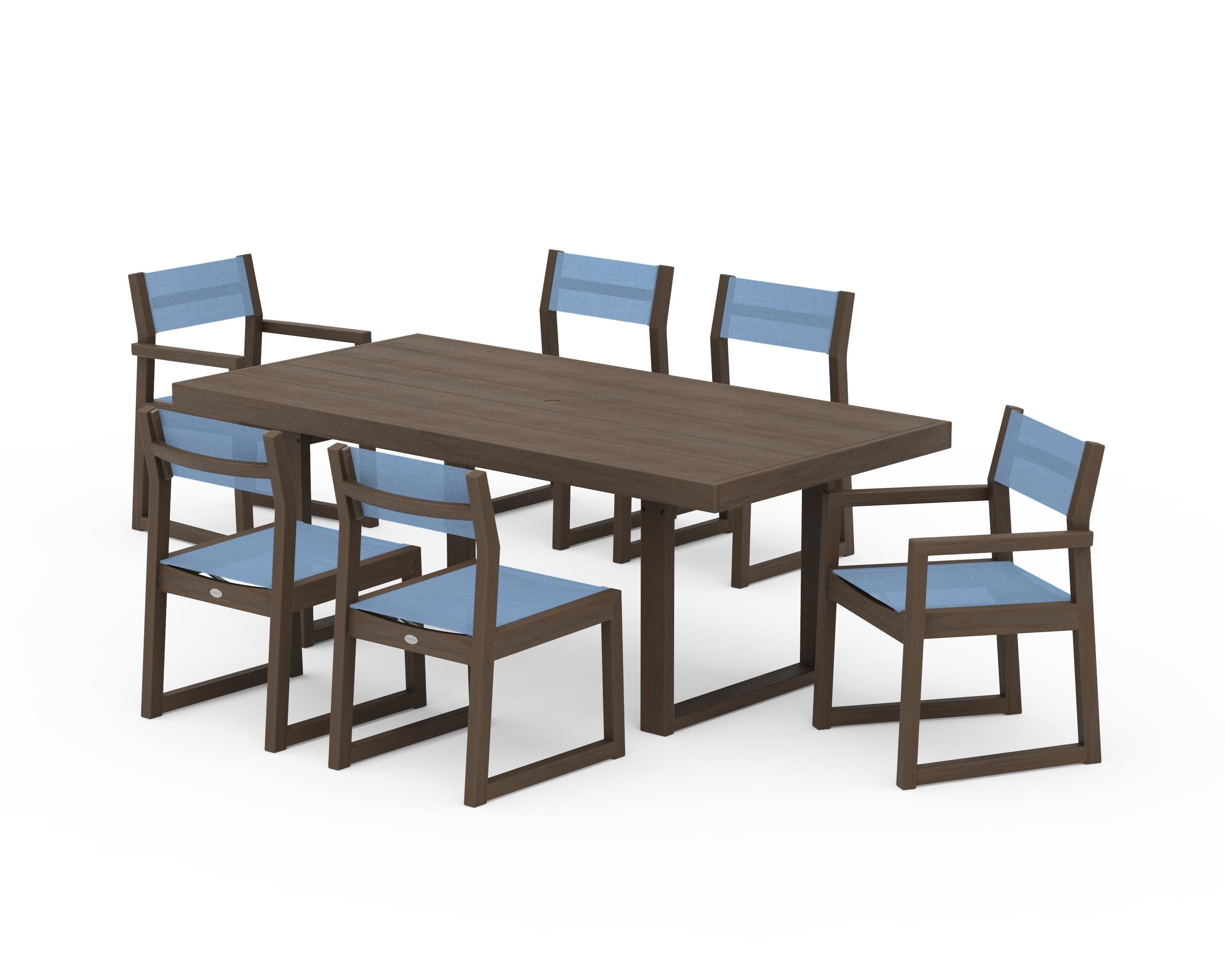 POLYWOOD EDGE Sling 7-Piece Dining Set in Kona / Poolside Sling