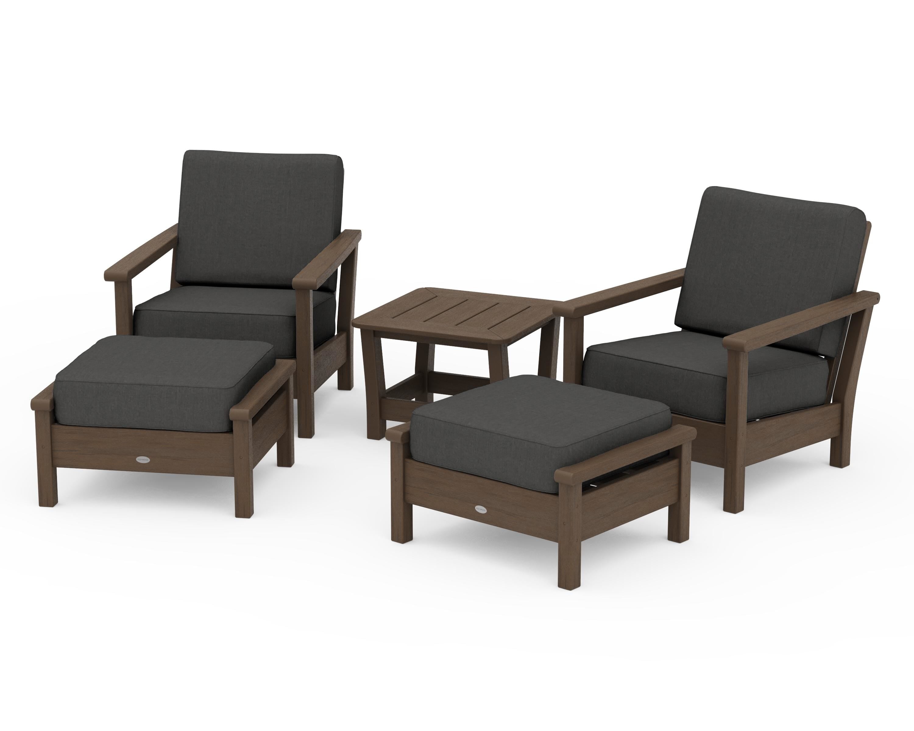 POLYWOOD Harbour 5-Piece Deep Seating Chair Set in Kona / Spectrum Carbon
