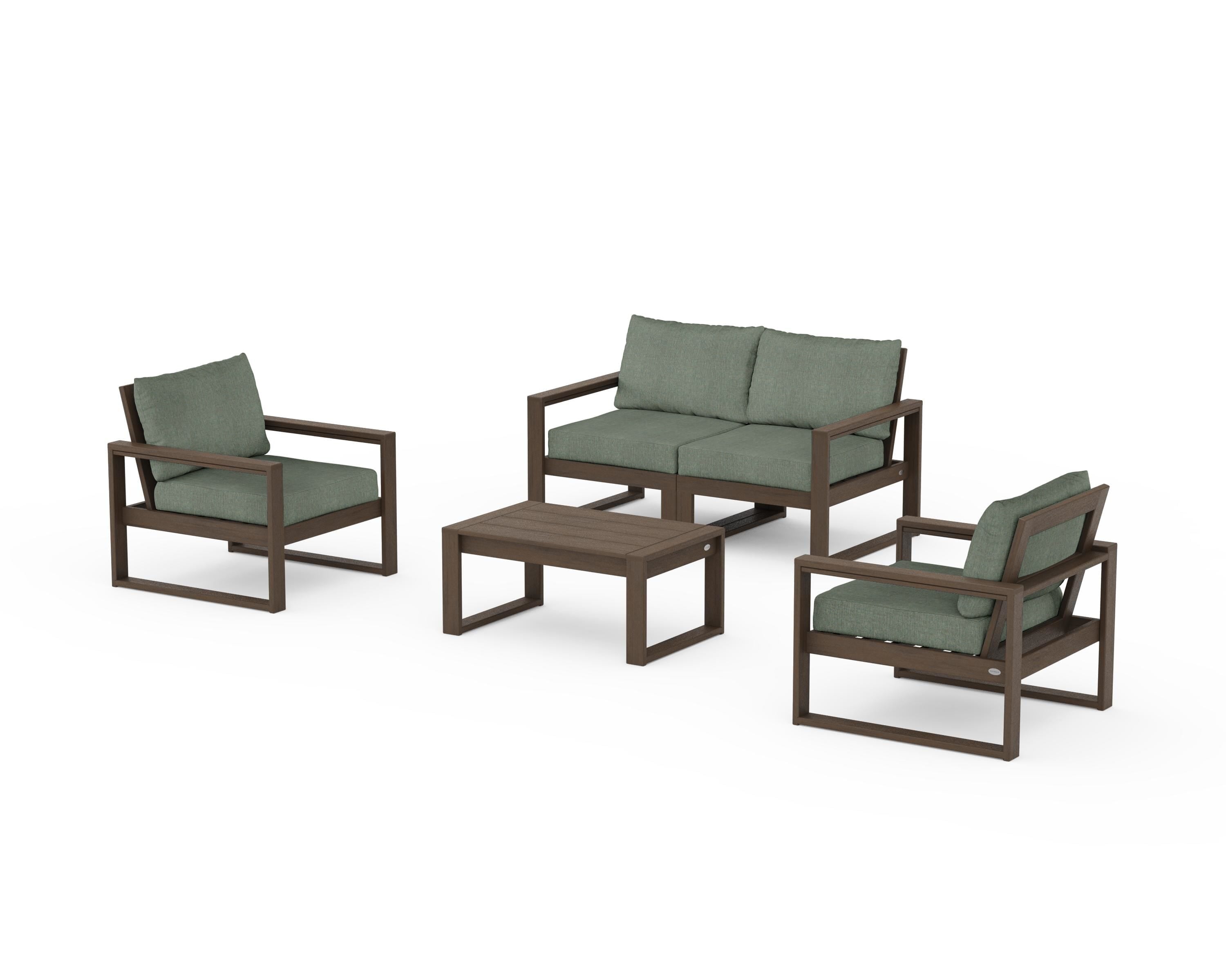 POLYWOOD EDGE Sectional 4-Piece Deep Seating Set with Loveseat in Kona / Cast Sage