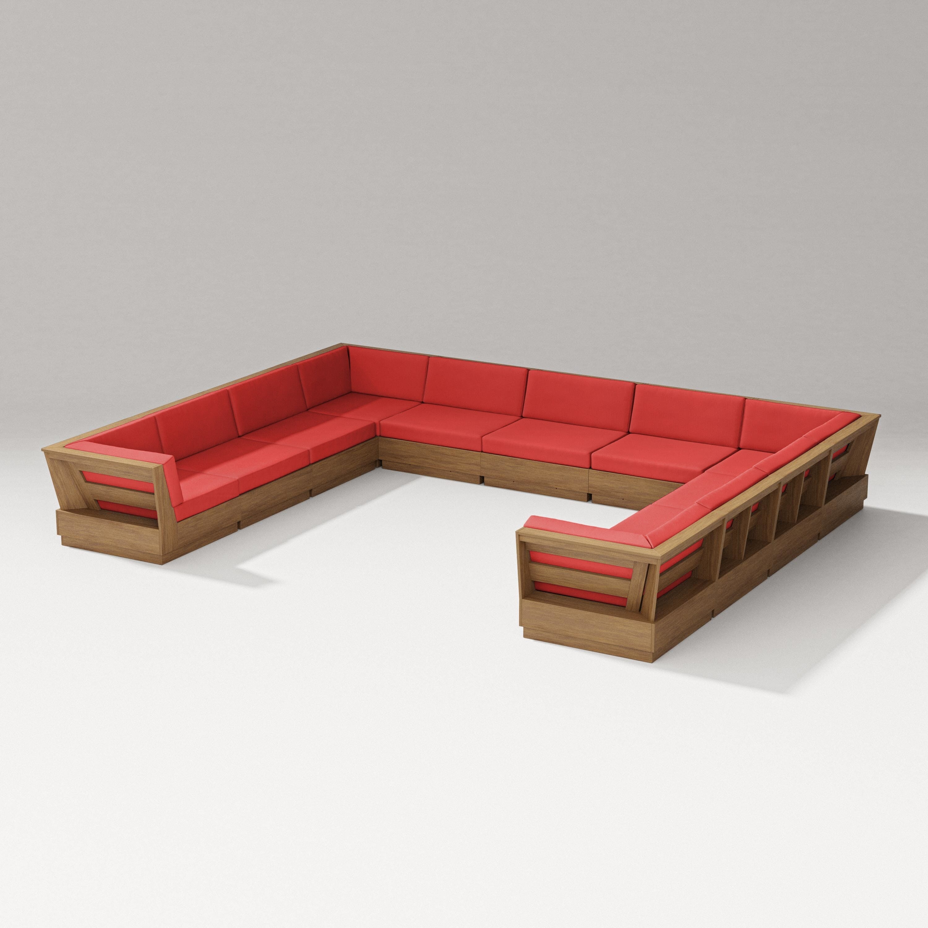 PW Designer Series Elevate Large U-Shaped Sectional in Natural / Crimson Linen