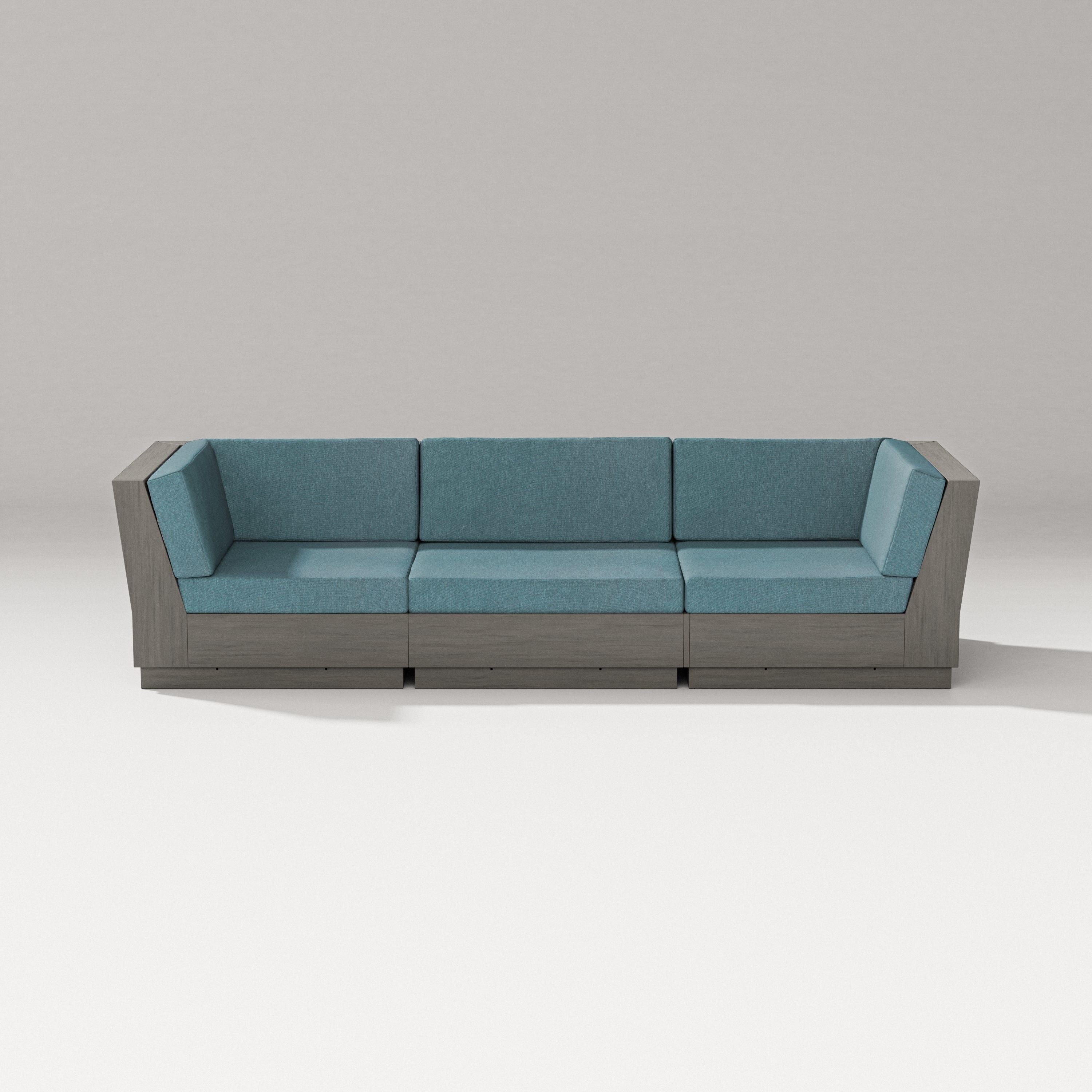 PW Designer Series Elevate Sofa Sectional in Driftwood / Ocean Teal